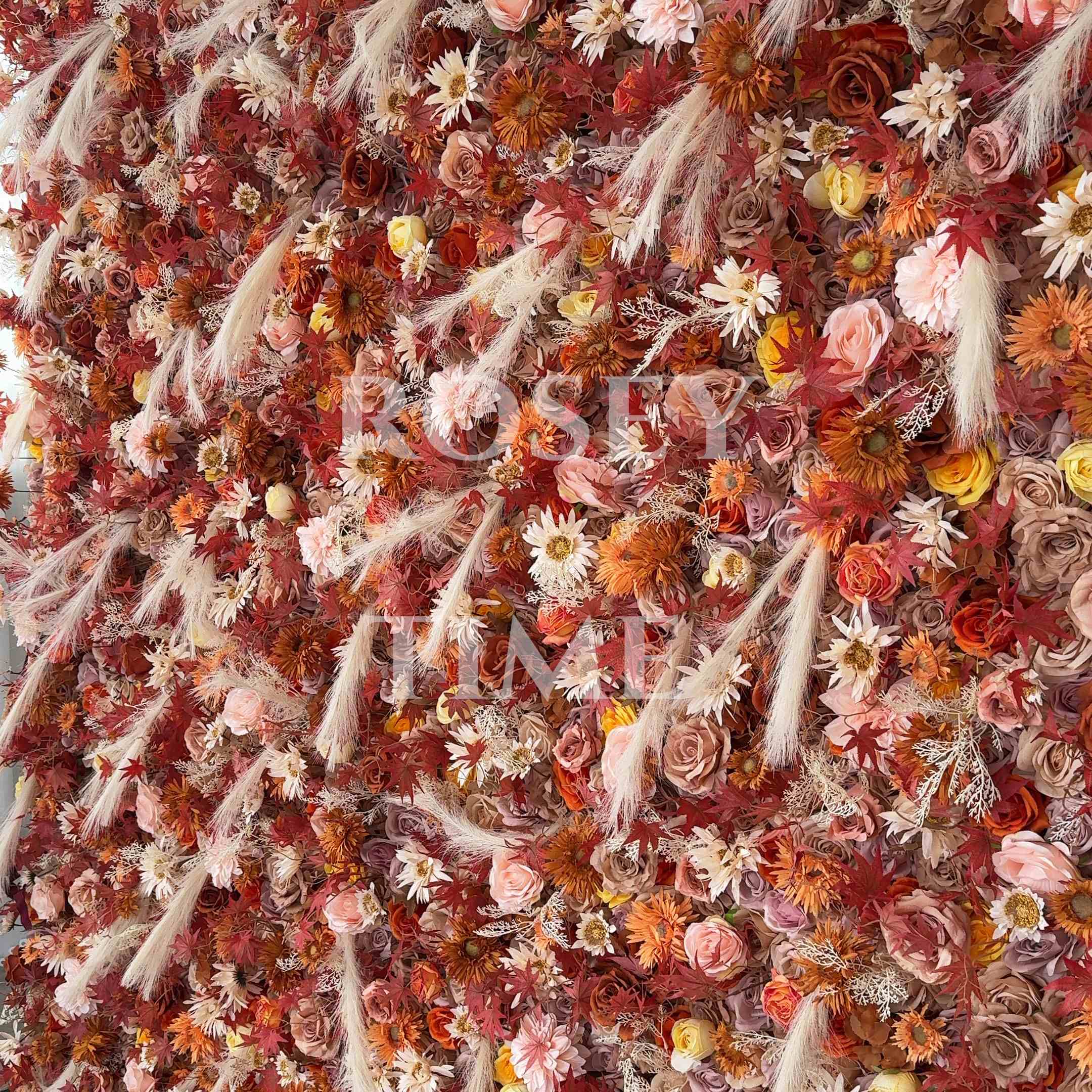 Roseytime 5D Brown&Orange Flower Wall Roll Up Fabric Back #RTW293