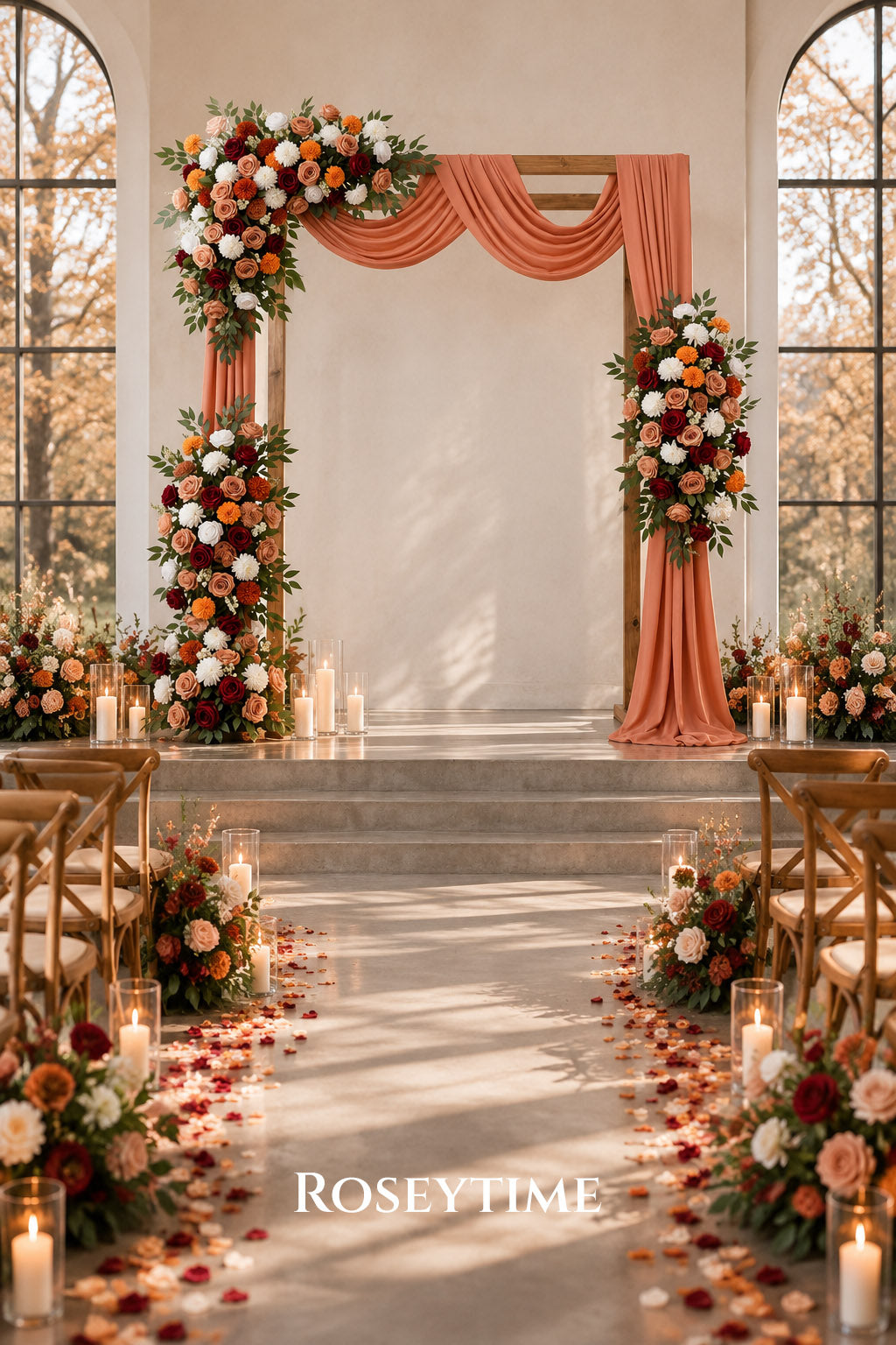 Roseytime Bordeaux Harvest Flower Set Flower Arch Arrangement #RTA509