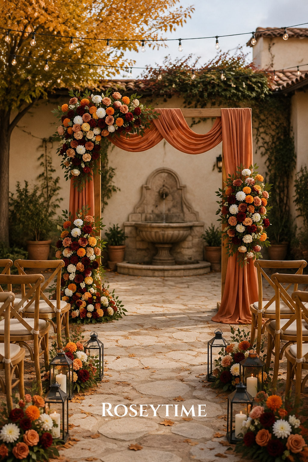 Roseytime Bordeaux Harvest Flower Set Flower Arch Arrangement #RTA509