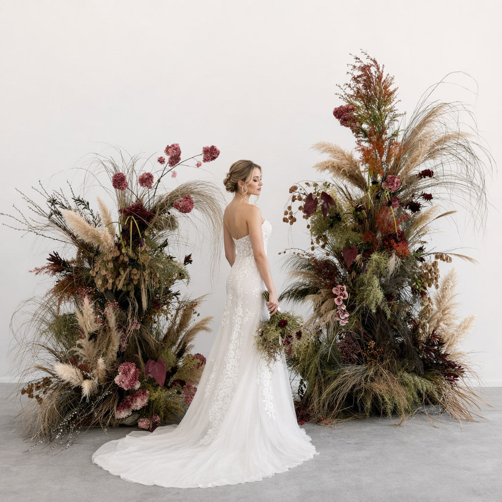 Roseytime Luxury Vivienne Flower Pillars Arch with Frame #RTP159