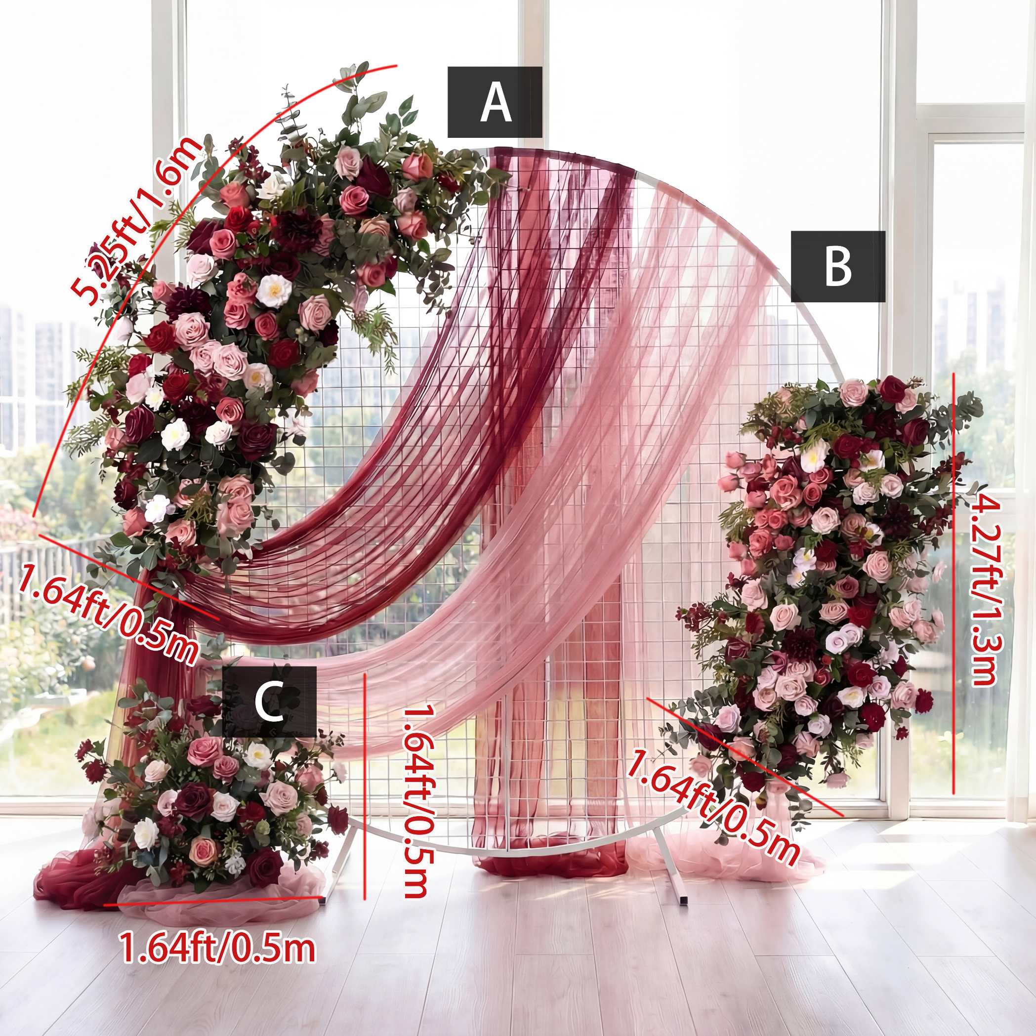 Roseytime Dark Red Flower Set Flower Arch Arrangement #RTA445