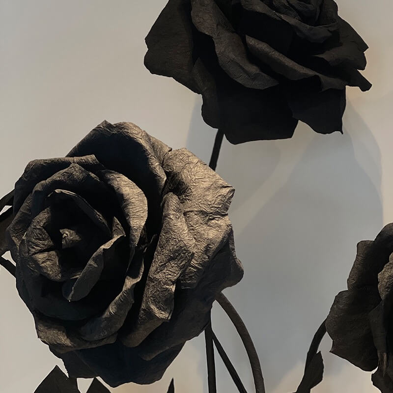 Roseytime Black Giant Paper Roses Flower Set of 5