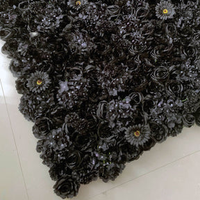 Roseytime 3D Black Flower Wall Roll Up Fabric Back #RTW054