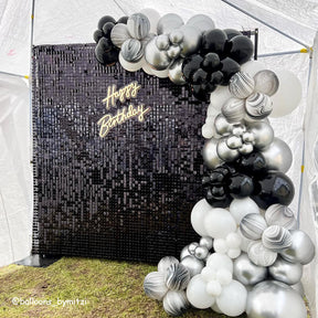 Roseytime Black Sequin Shimmer Backdrop for Wedding Baby Shower Birthday Party Decor