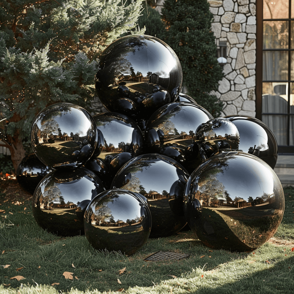 Roseytime Black Big Shiny Inflatable Ball Reusable Giant Balloon Set