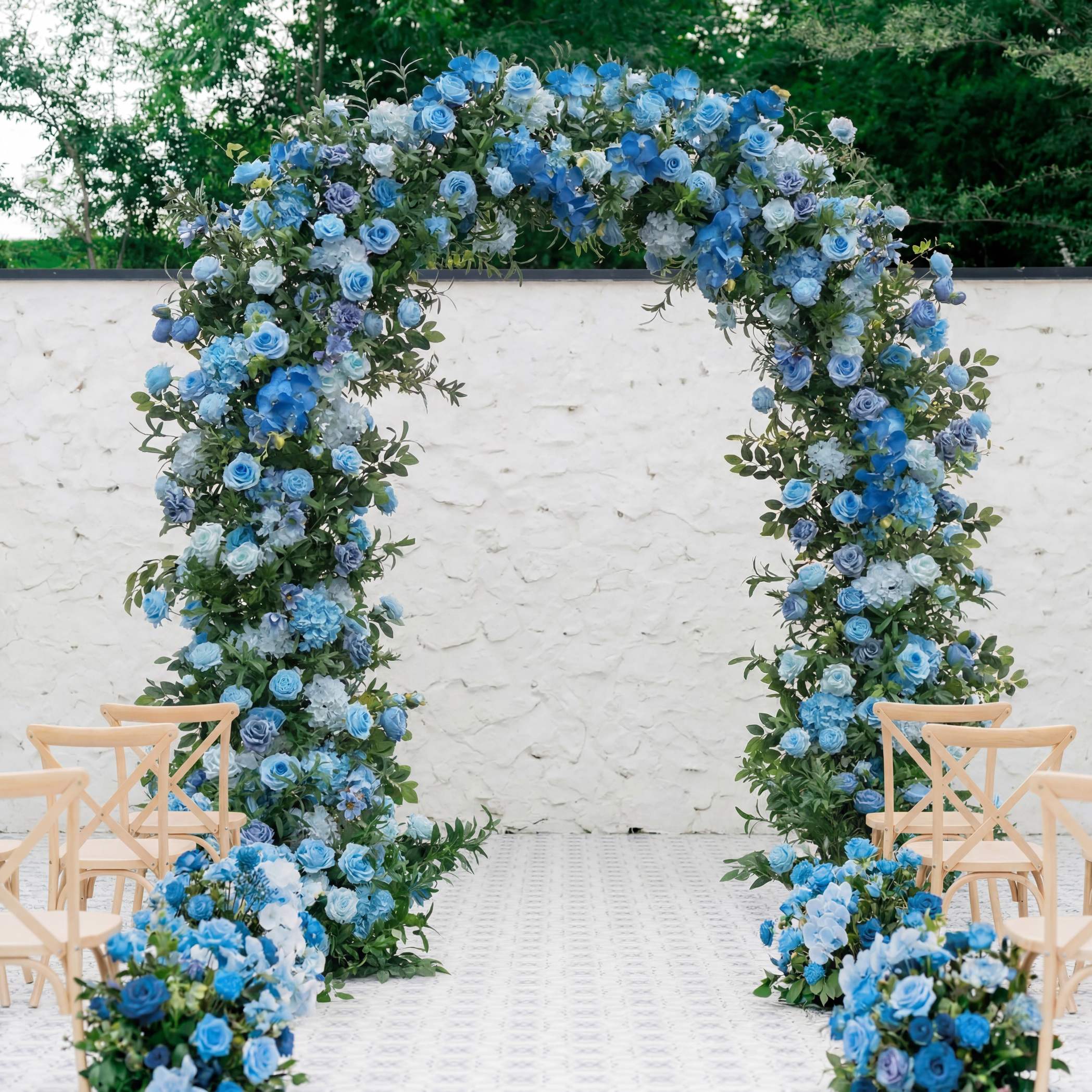 RoseyTime Blue Flower Round Arch With Frame #RTA077