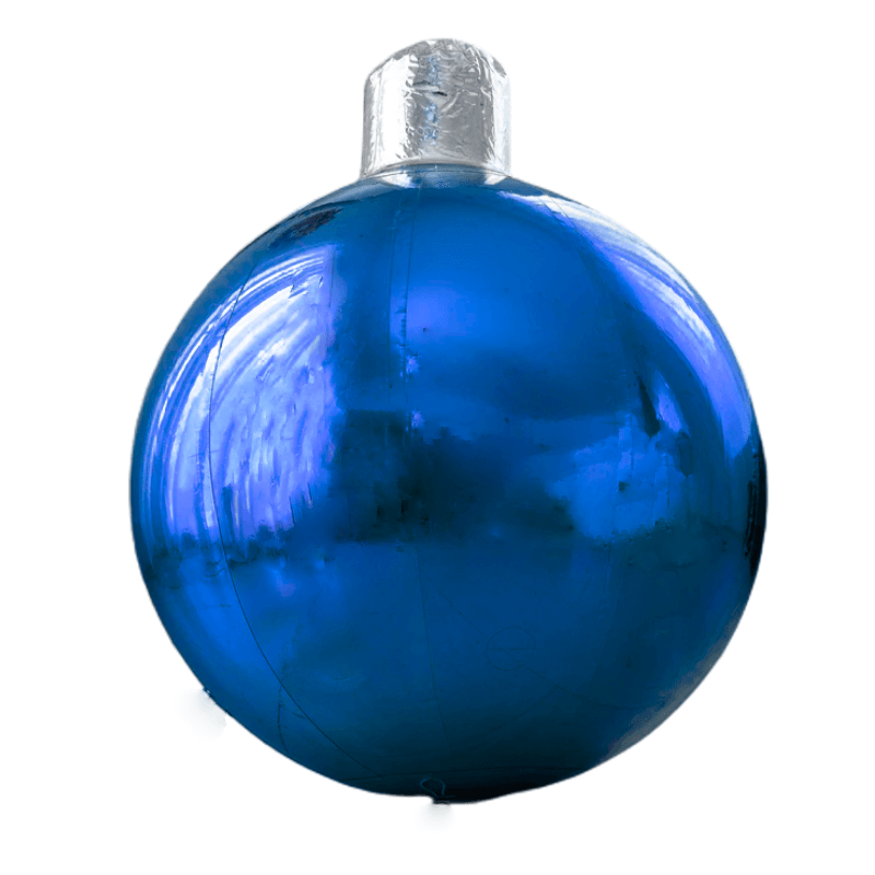 Roseytime Christmas Blue Big Shiny Inflatable Ornament Balls Reusable Giant Balloon Set