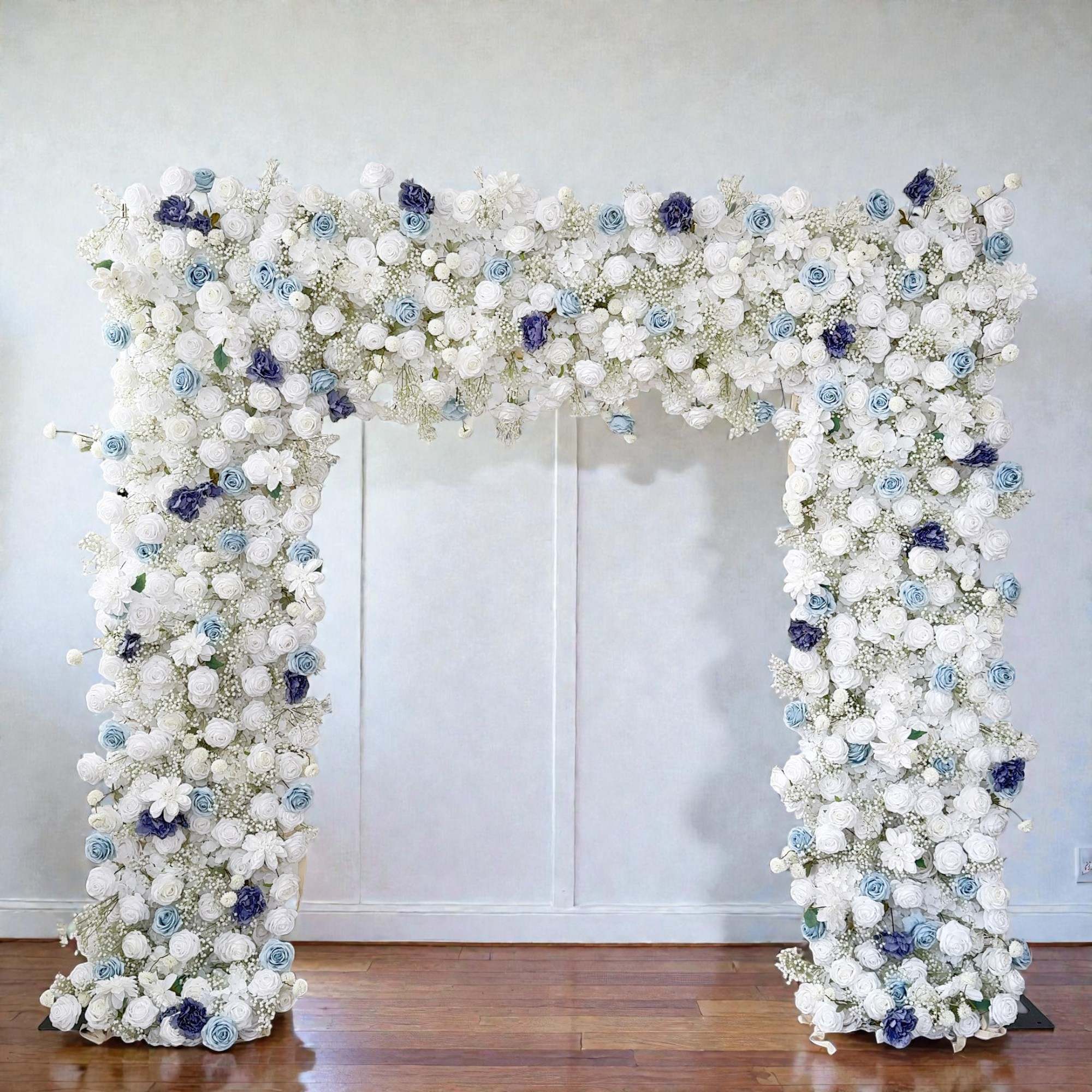 Roseytime Dusty Blue Baby's Breath Square Flower Arch Fabric Back#RTA371