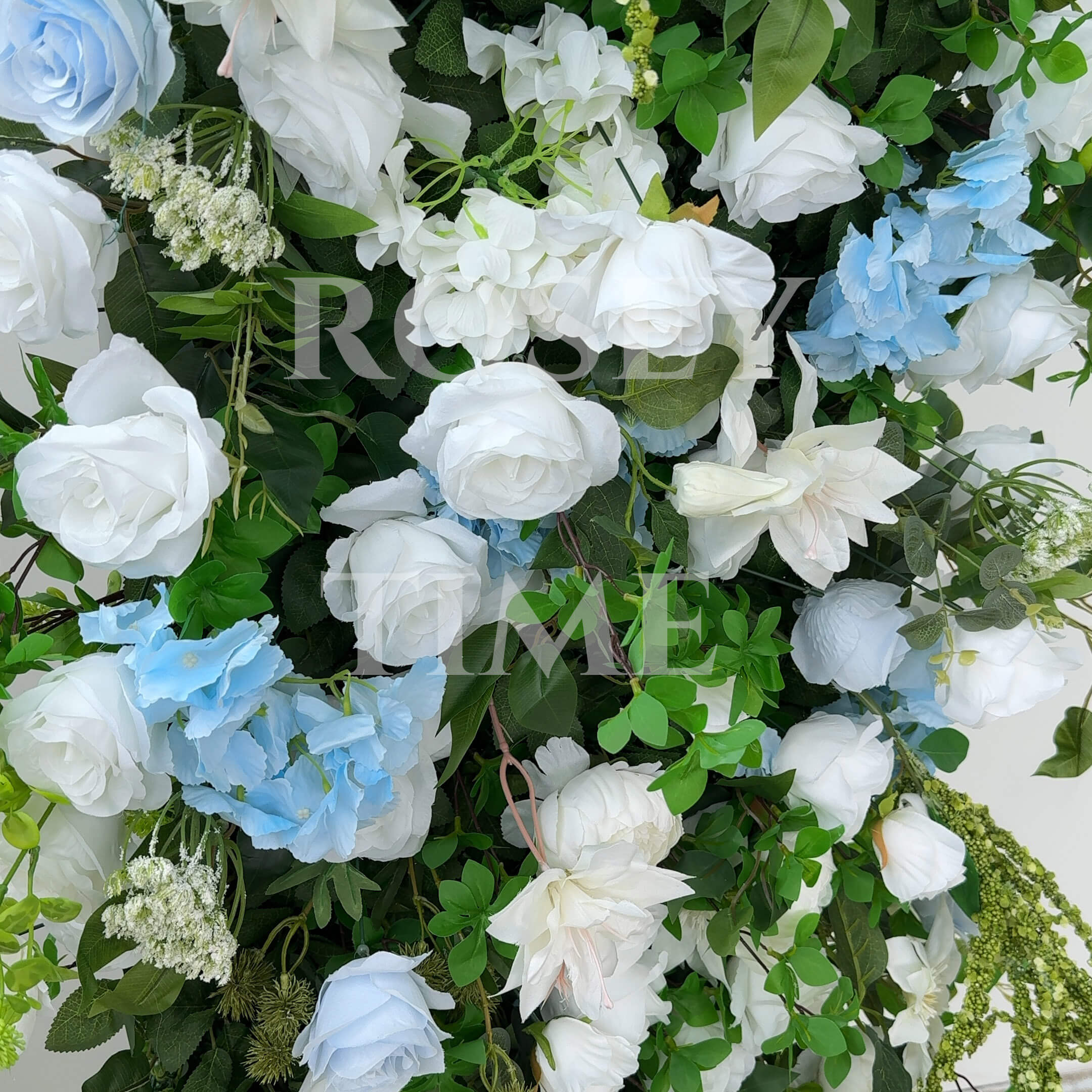 Roseytime Blue&White Square Flower Arch Fabric Back#RTA081