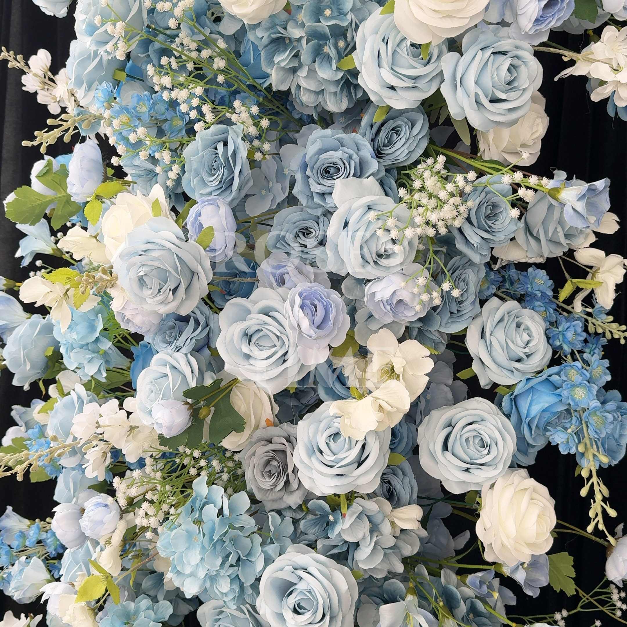 Roseytime Dusty Blue Flower Pillars Arch with Frame #RTP072