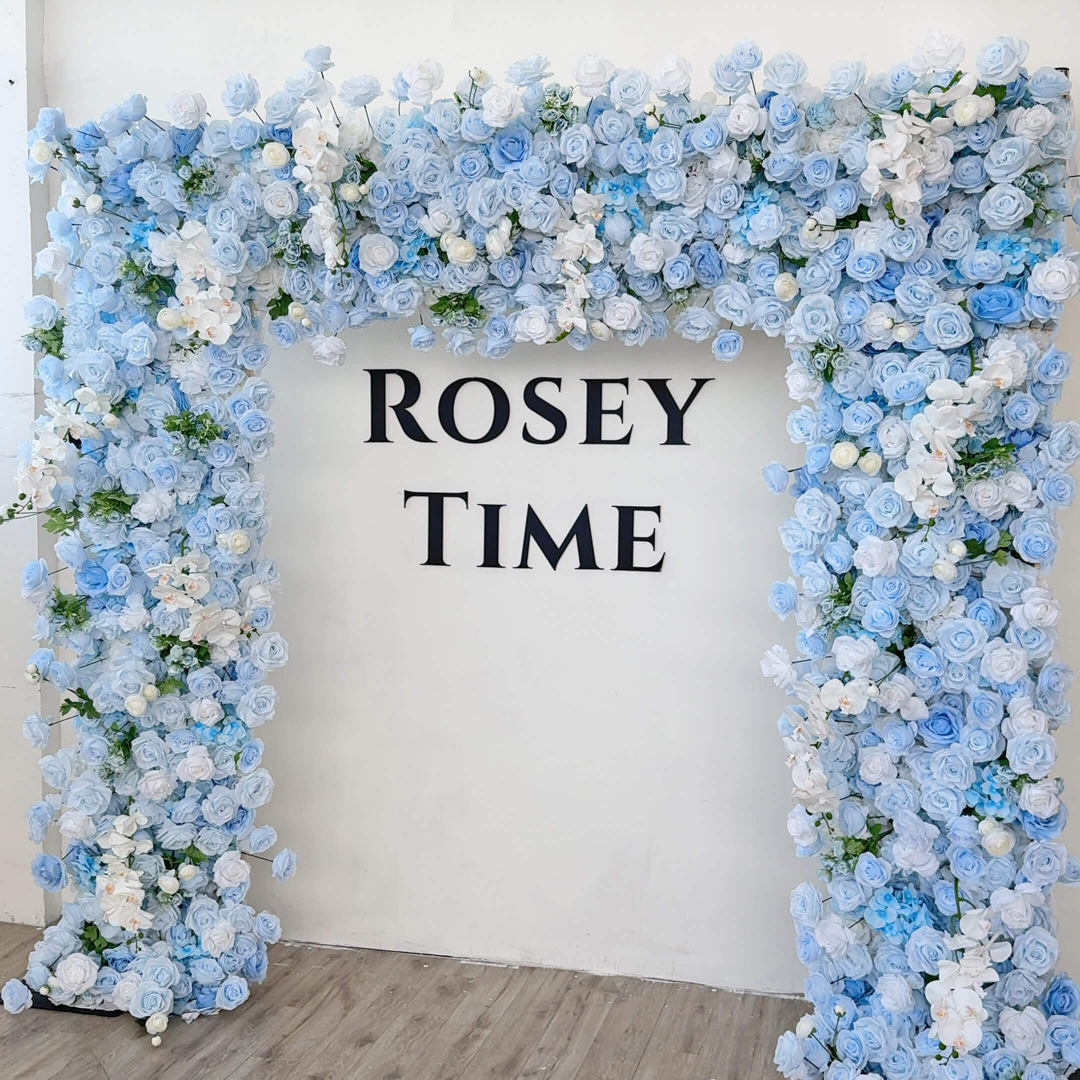 Roseytime Blue Square Flower Arch 8x8ft  Fabric Back Backdrop #RTA135