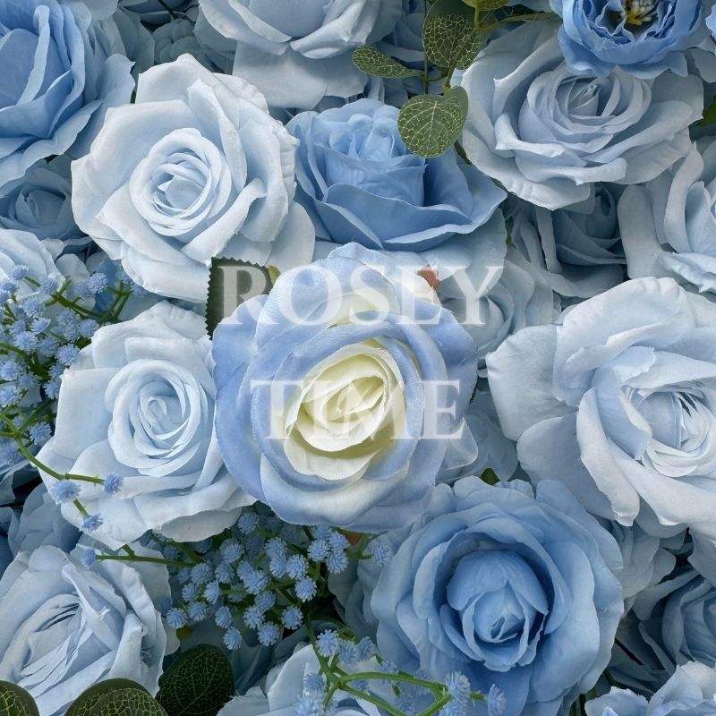 Roseytime 5D Blue Flower Wall Roll Up Fabric Back #RTW154