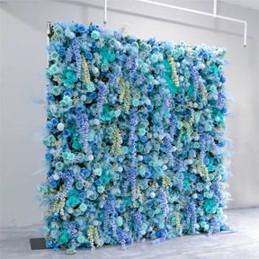 Roseytime 5D Blue Flower Wall Roll Up Fabric Back #RTW177