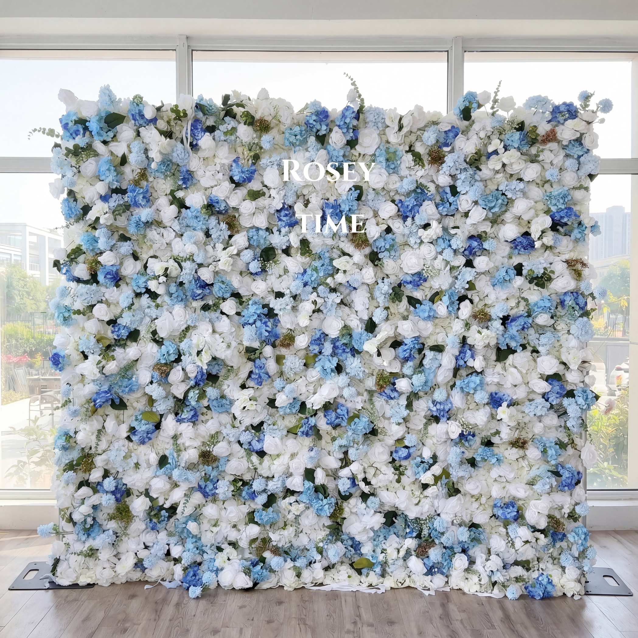 Roseytime 5D Blue Flower Wall Roll Up Fabric Back #RTW196