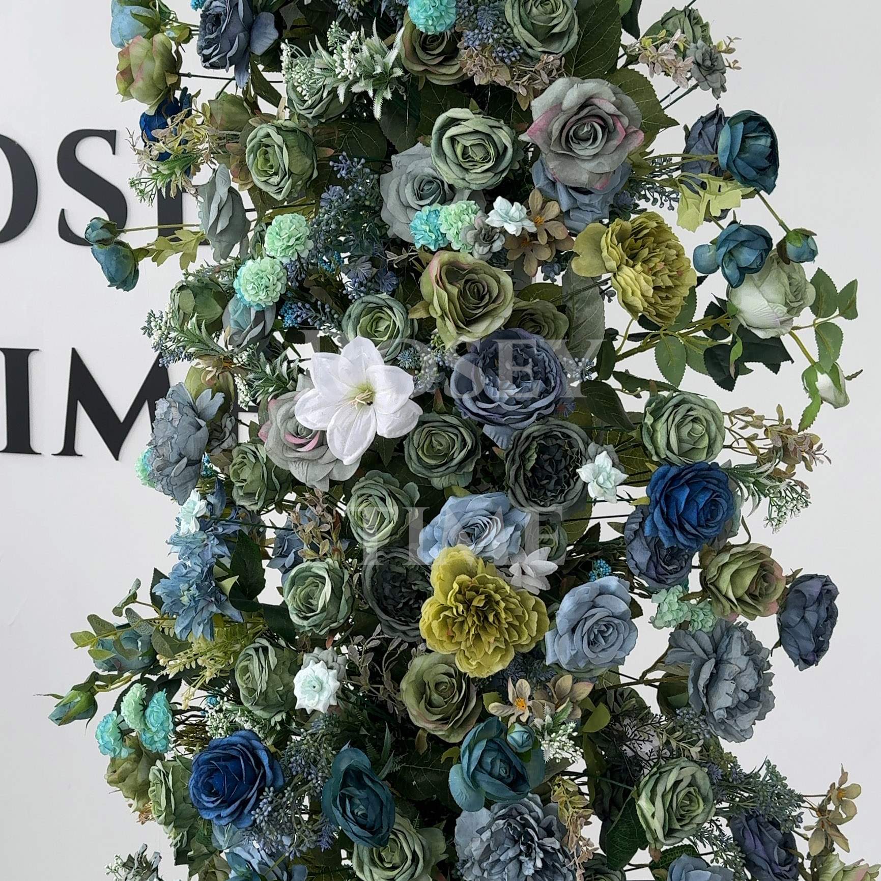 Roseytime 2026 Blue&Green Flower Pillars Arch with Frame #RTP091