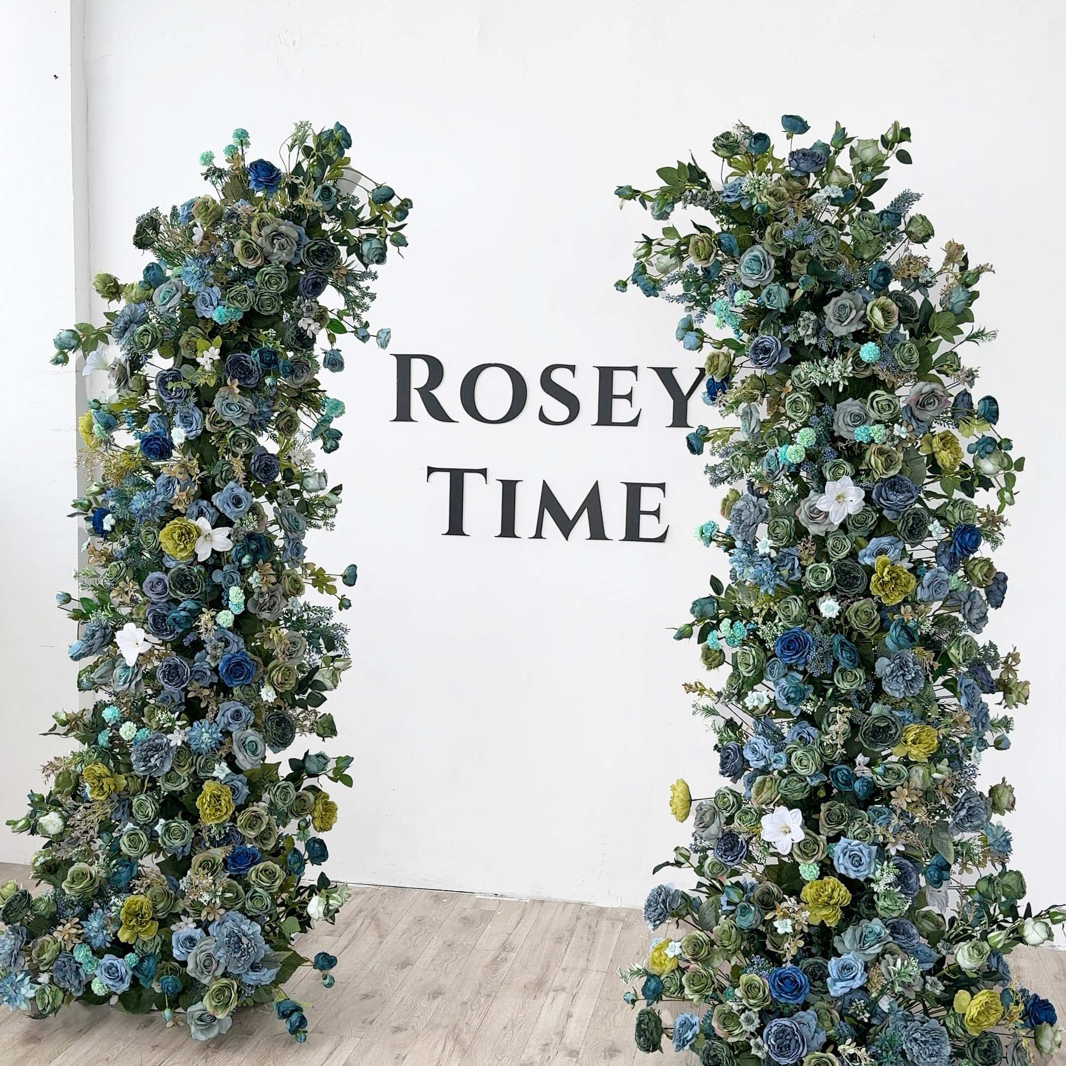 Roseytime 2026 Blue&Green Flower Pillars Arch with Frame #RTP091