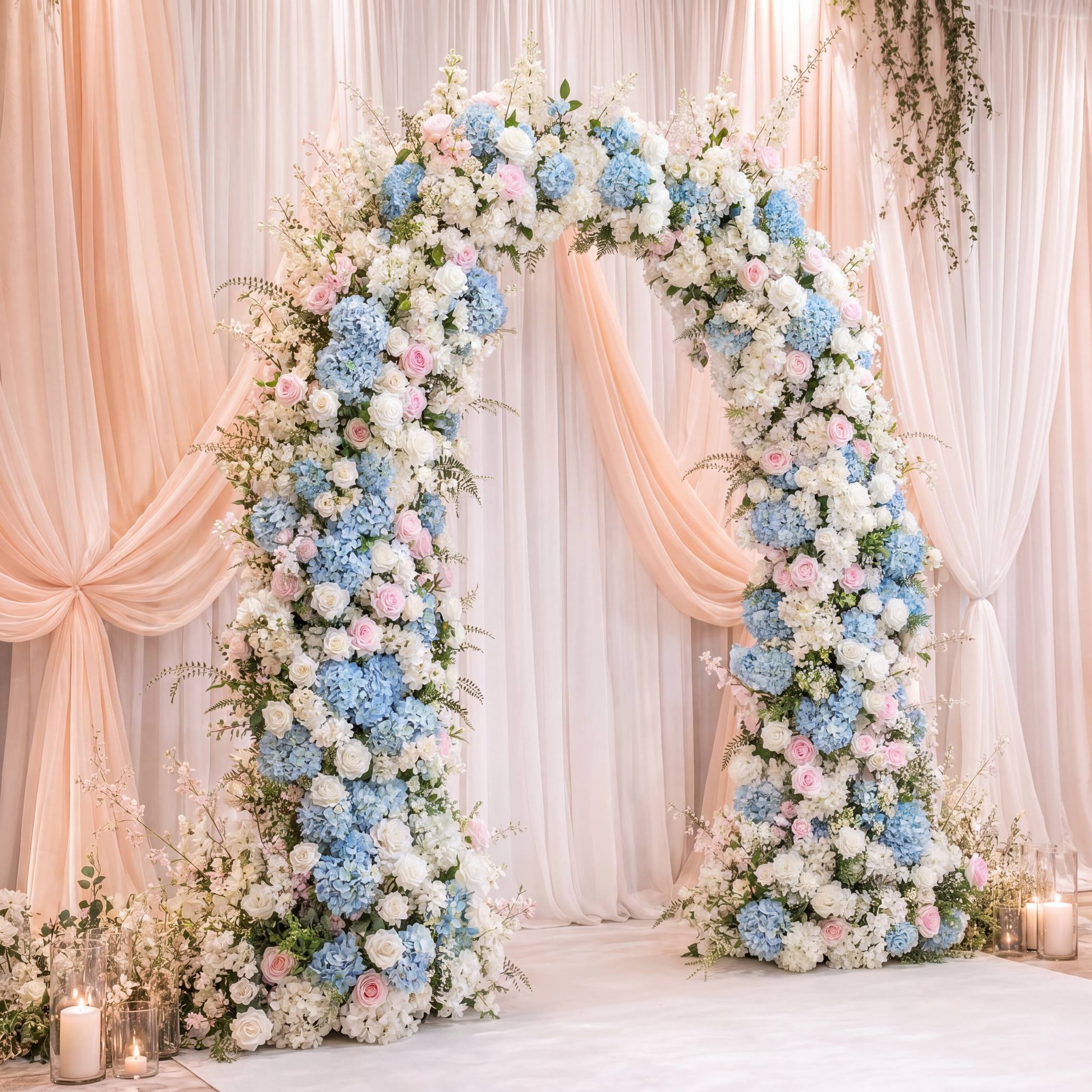 RoseyTime Blue&Pink Flower Arch n-shape Round Arch #RTA476