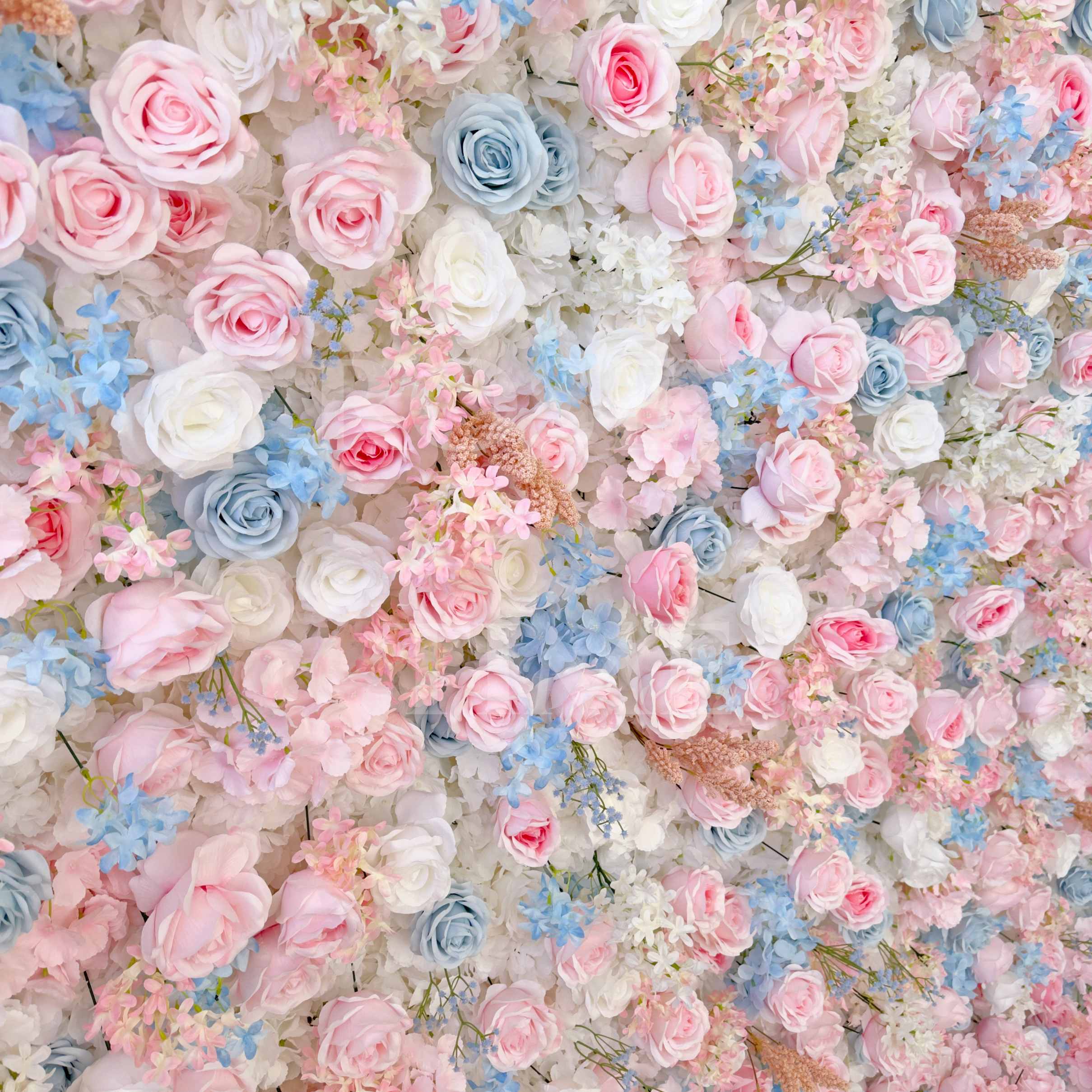 Roseytime 3D Pink&Blue Flower Wall Roll Up Fabric Back #RTW007