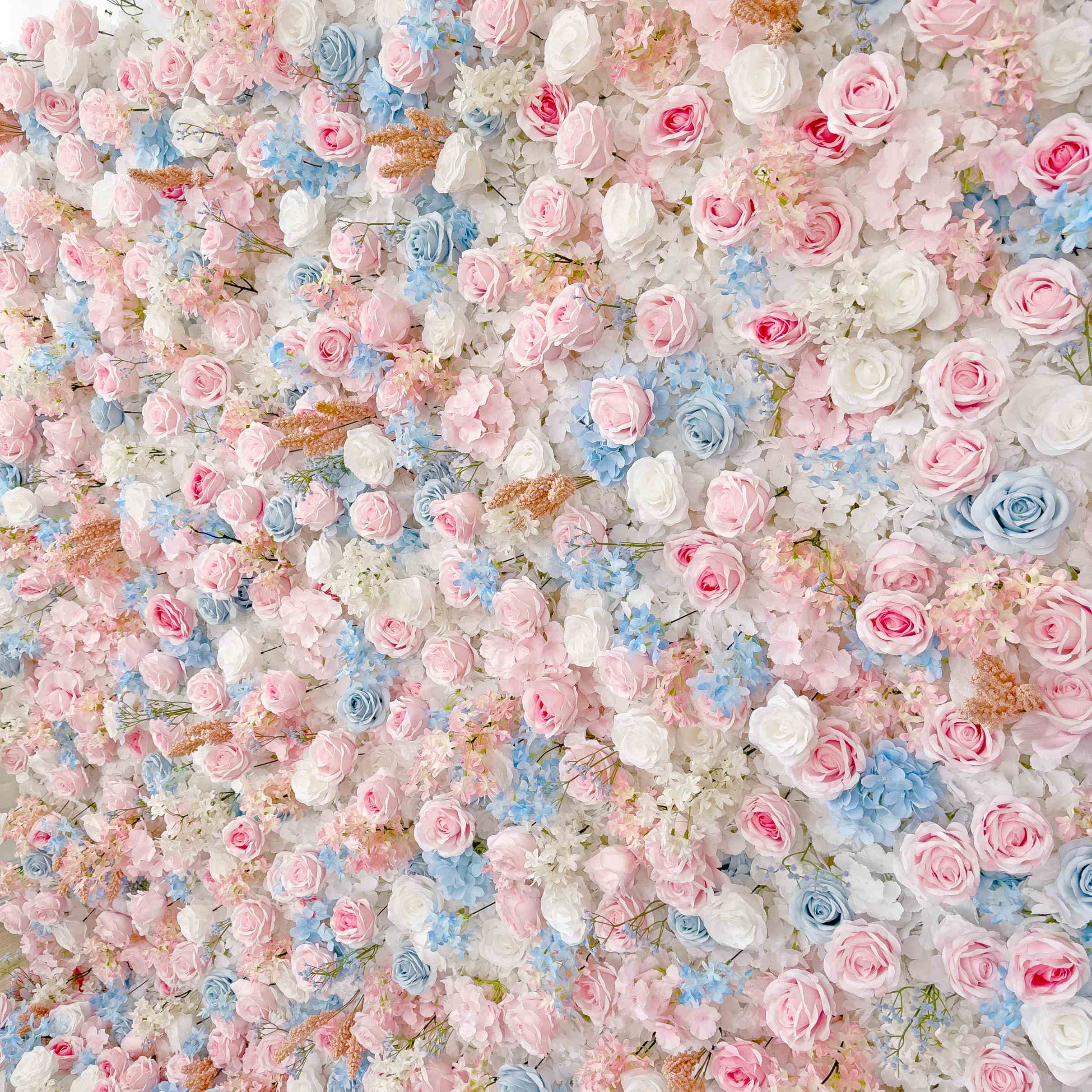 Roseytime 3D Pink&Blue Flower Wall Roll Up Fabric Back #RTW007