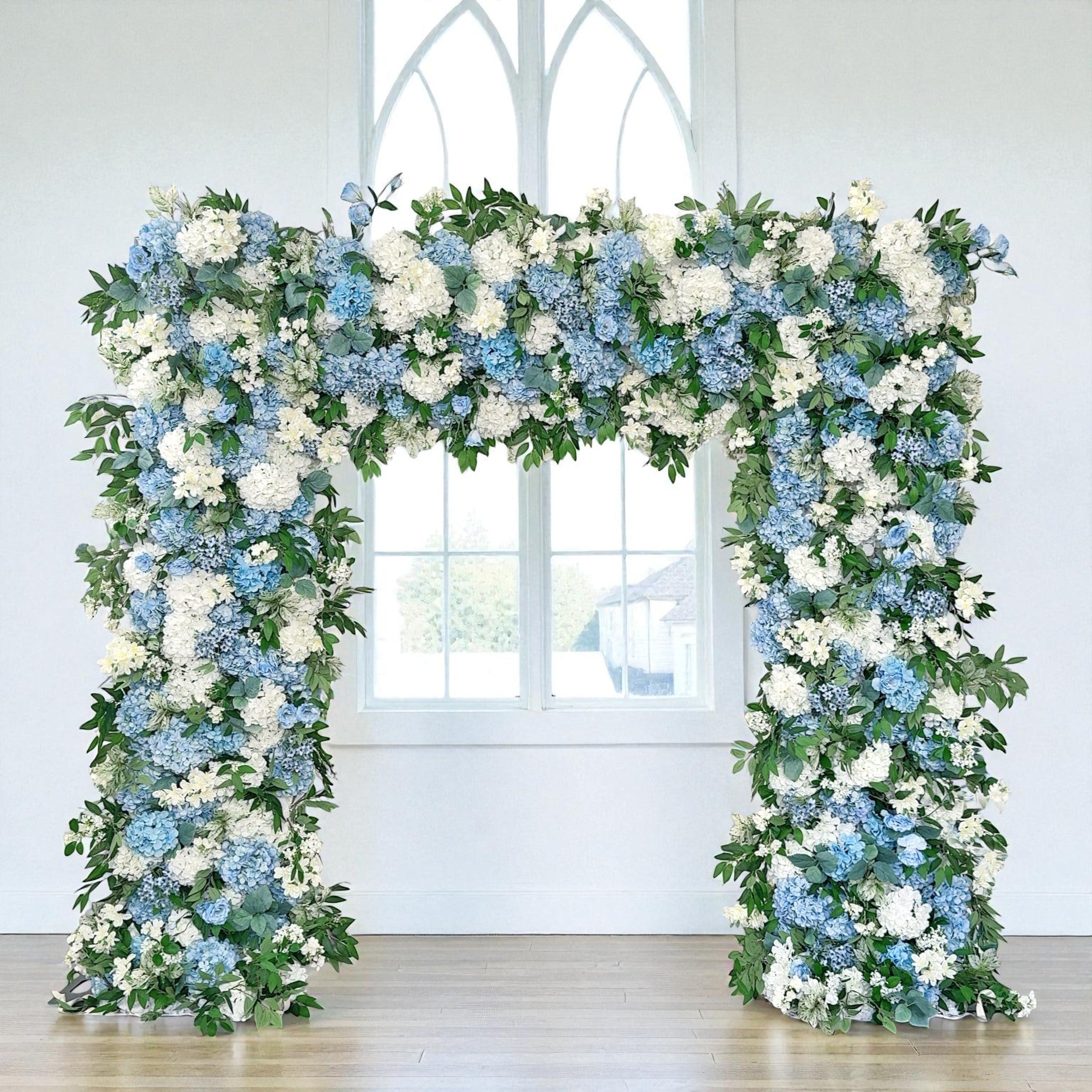 Roseytime Blue Hydrangea Square Flower Arch Fabric Back#RTA380