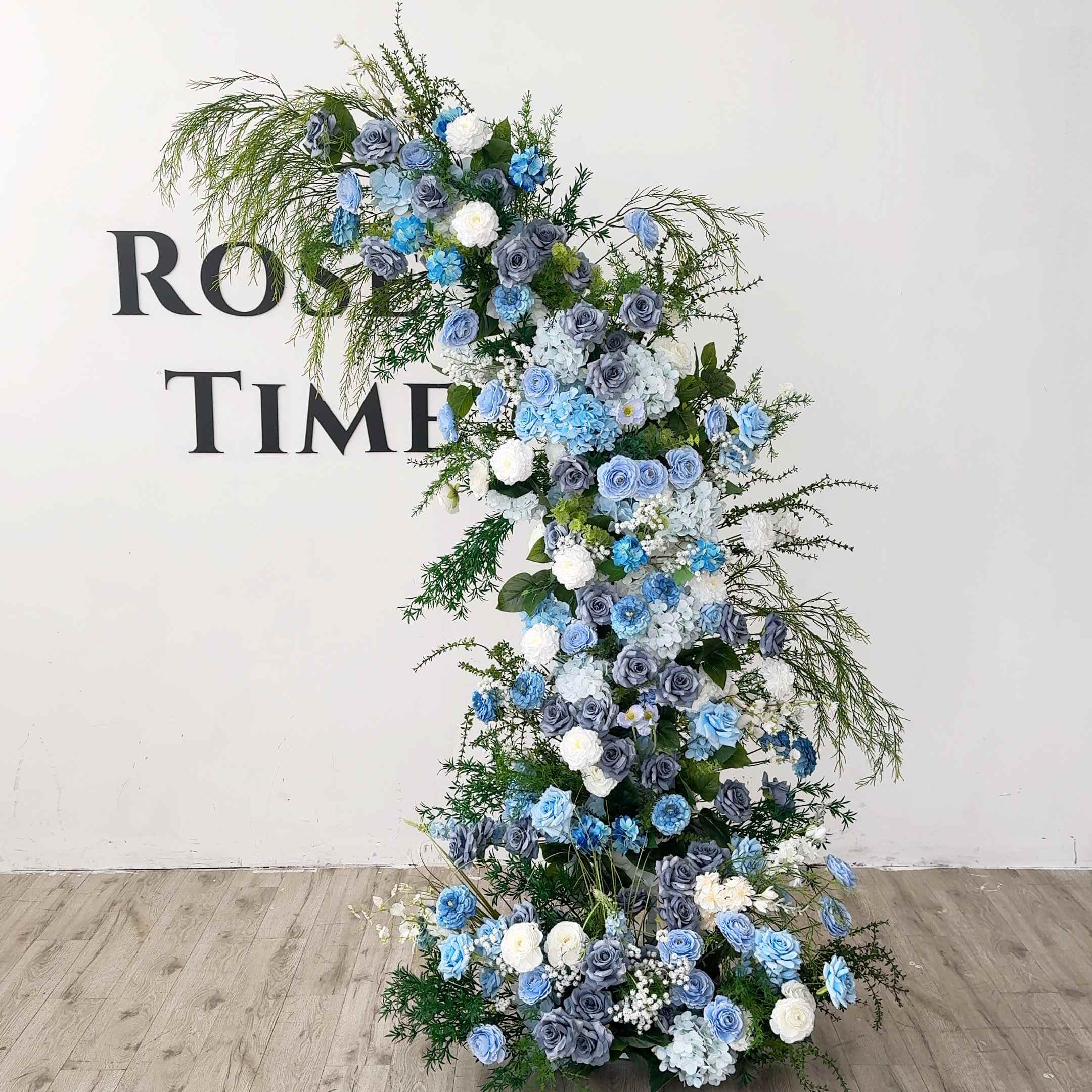 Roseytime Blue Flower Pillars Arch with Frame #RTP077