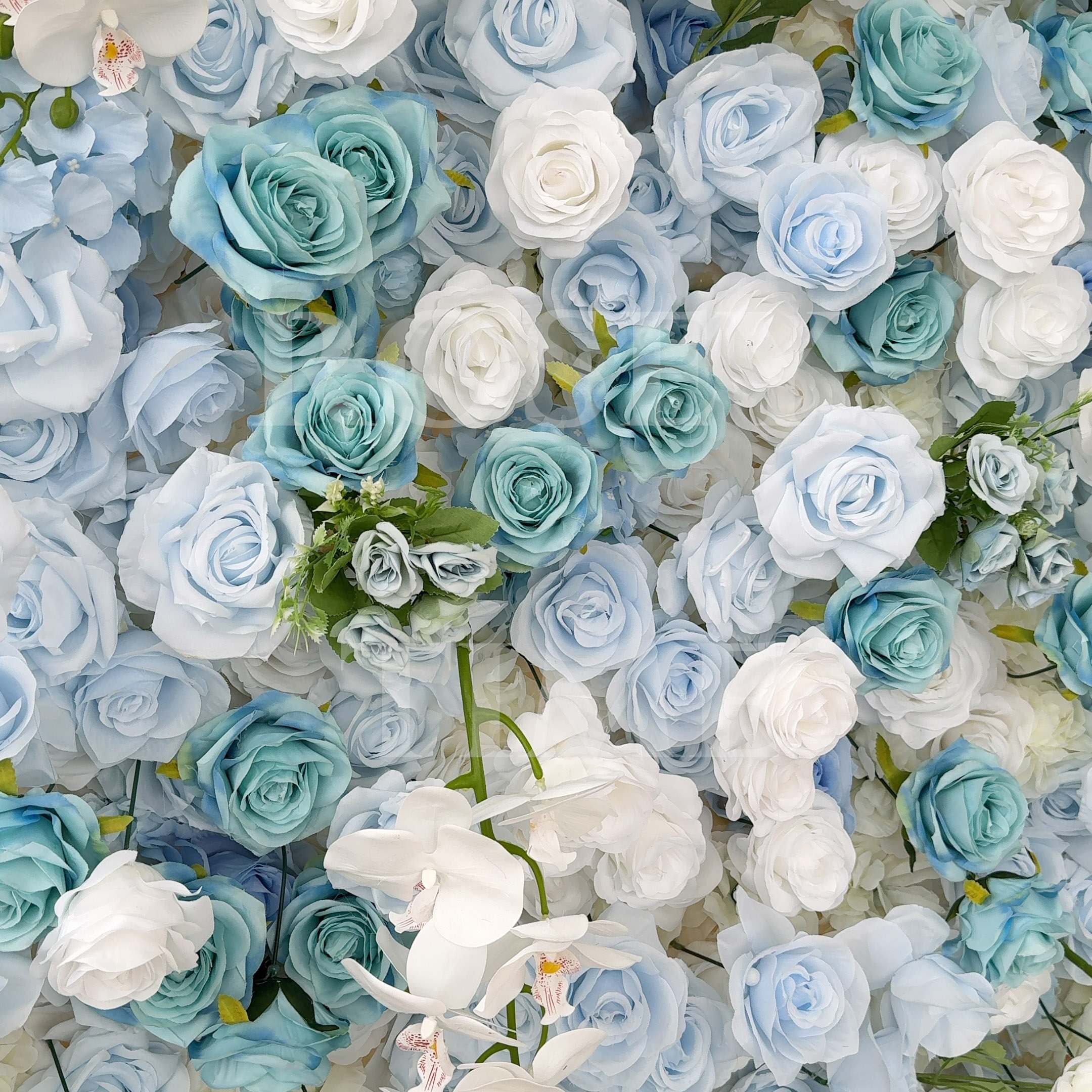 Roseytime 5D Artificial Blue Flower Wall Roll Up Fabric Back #RTW084
