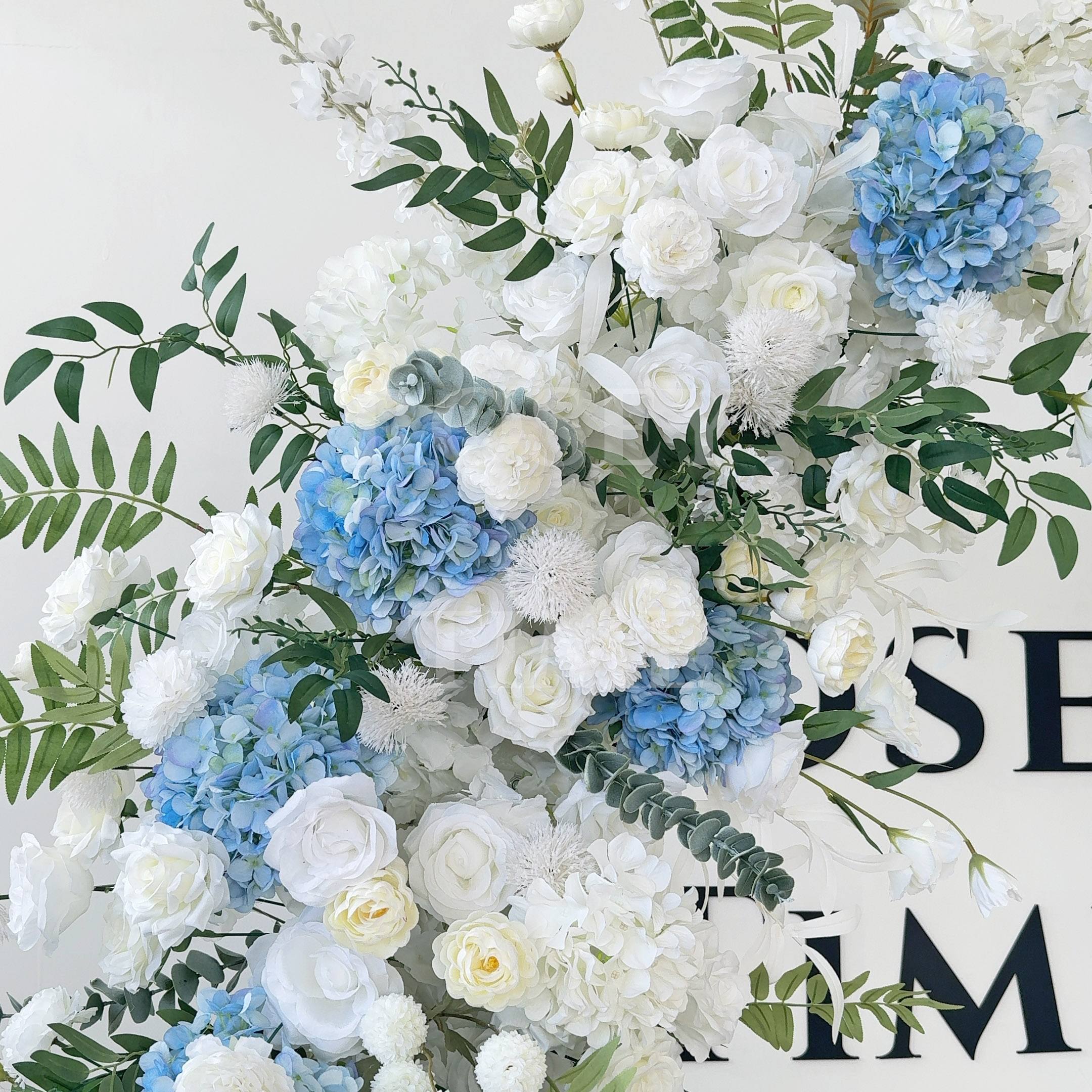 Roseytime Blue&White Flower Pillars Arch with Frame #RTP068