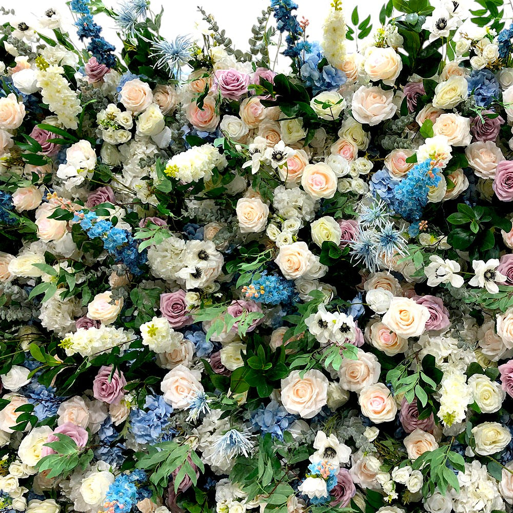 Roseytime 5D Blue&White Flower Wall Roll Up Fabric Back #RTW355