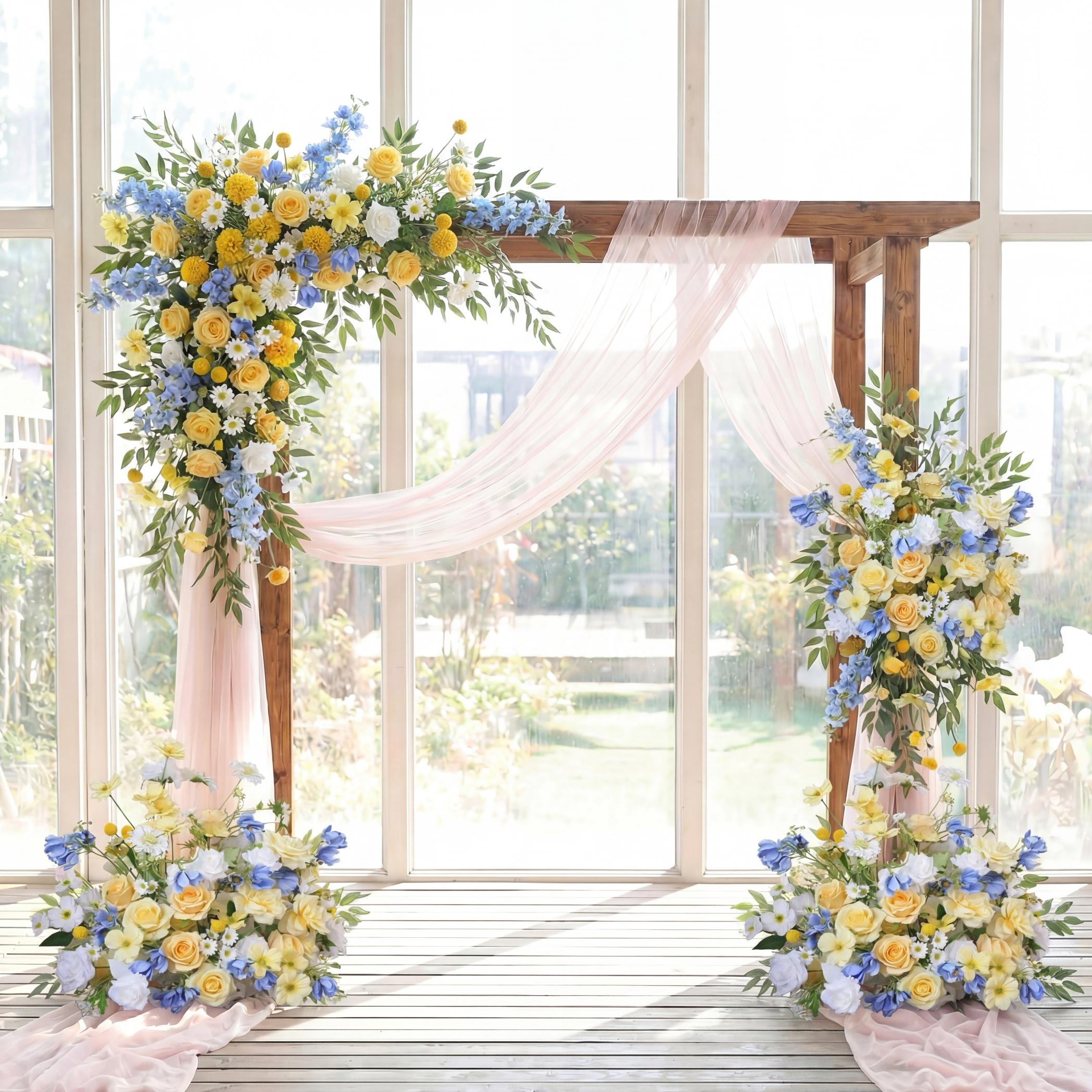 Roseytime Blue&Yellow Flower Set Flower Arch Arrangement #RTA461