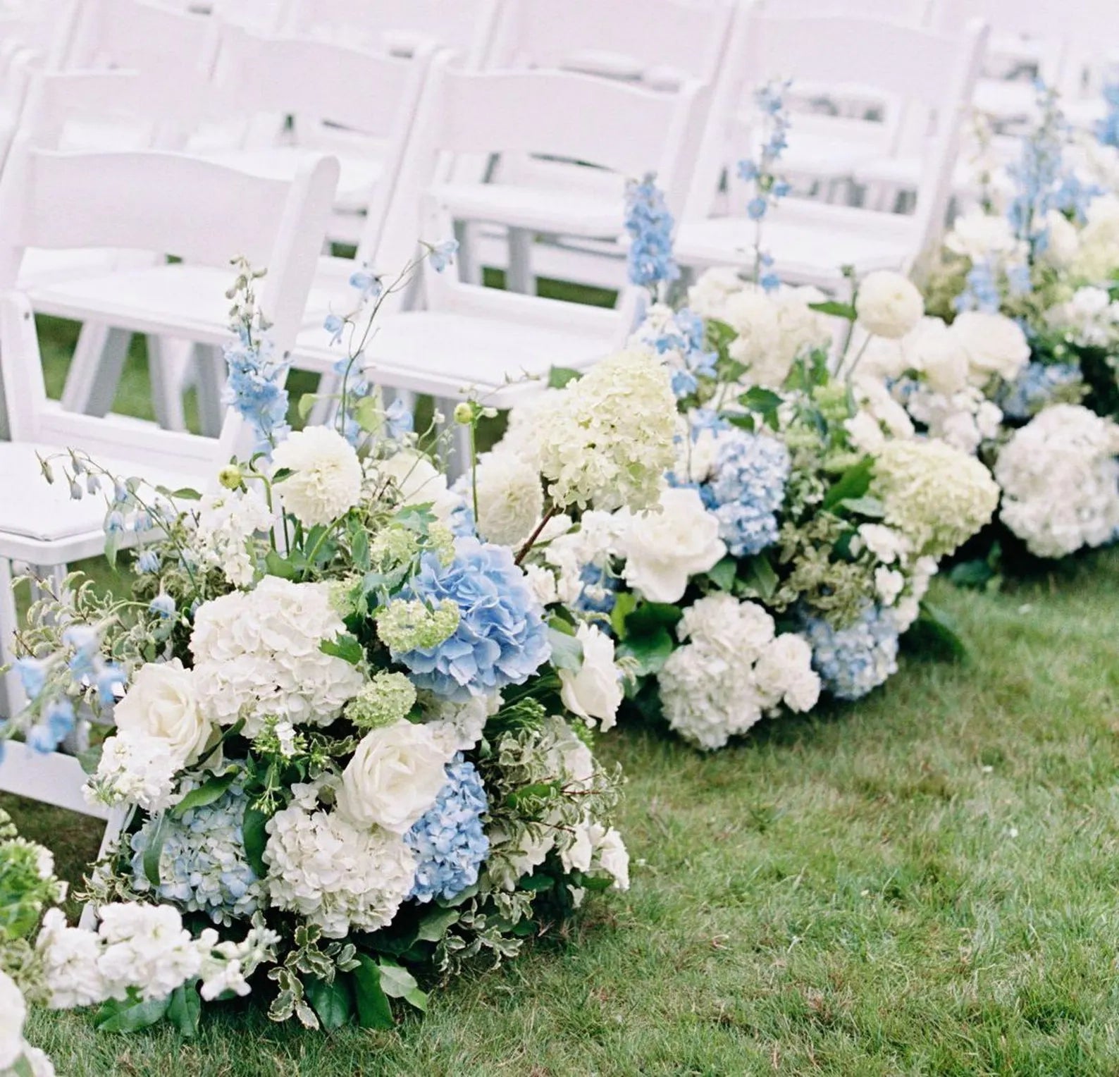 Roseytime White&Blue Flower Floor Flower Wedding Aisle Arrangement #RTF006