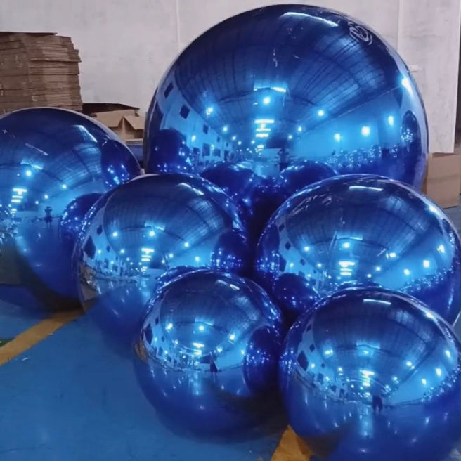 Roseytime Blue Big Shiny Inflatable Ball Reusable Giant Balloon Set