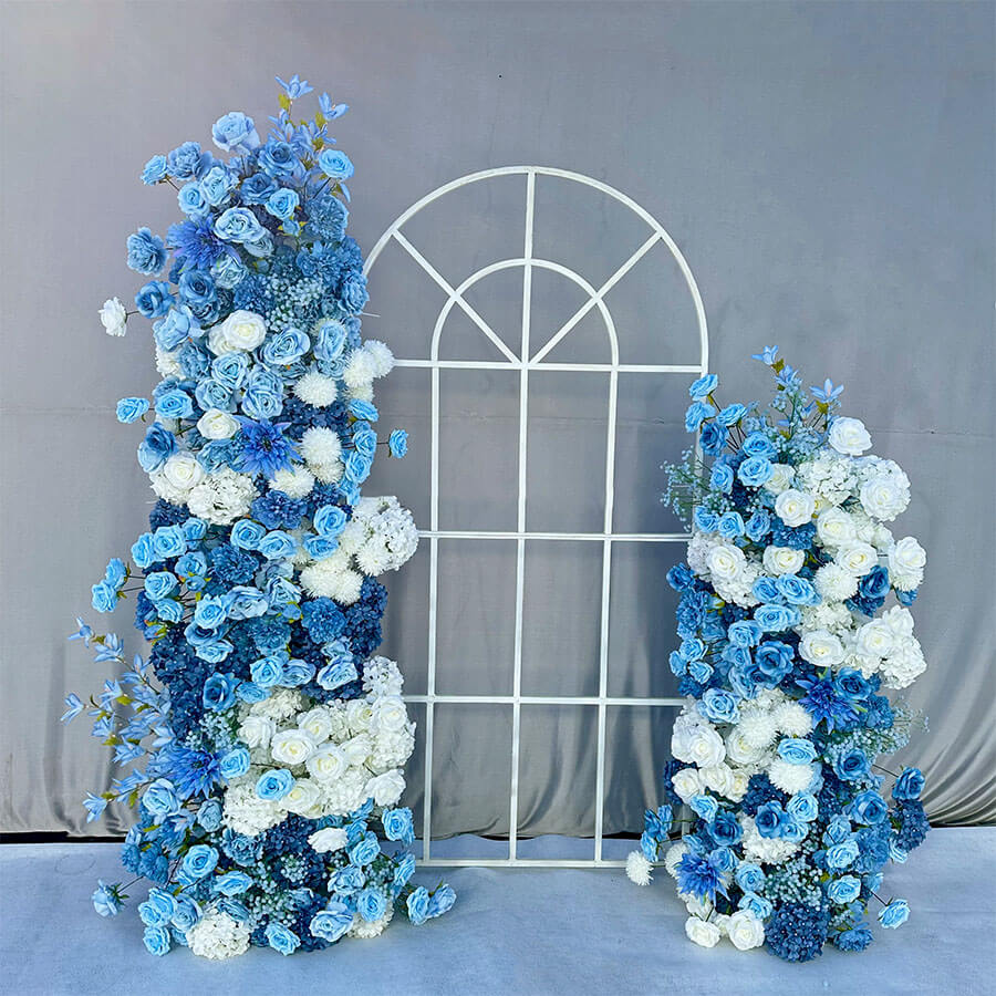 Roseytime Blue Flower Pillars Set with Frame For Wedding Party Decor