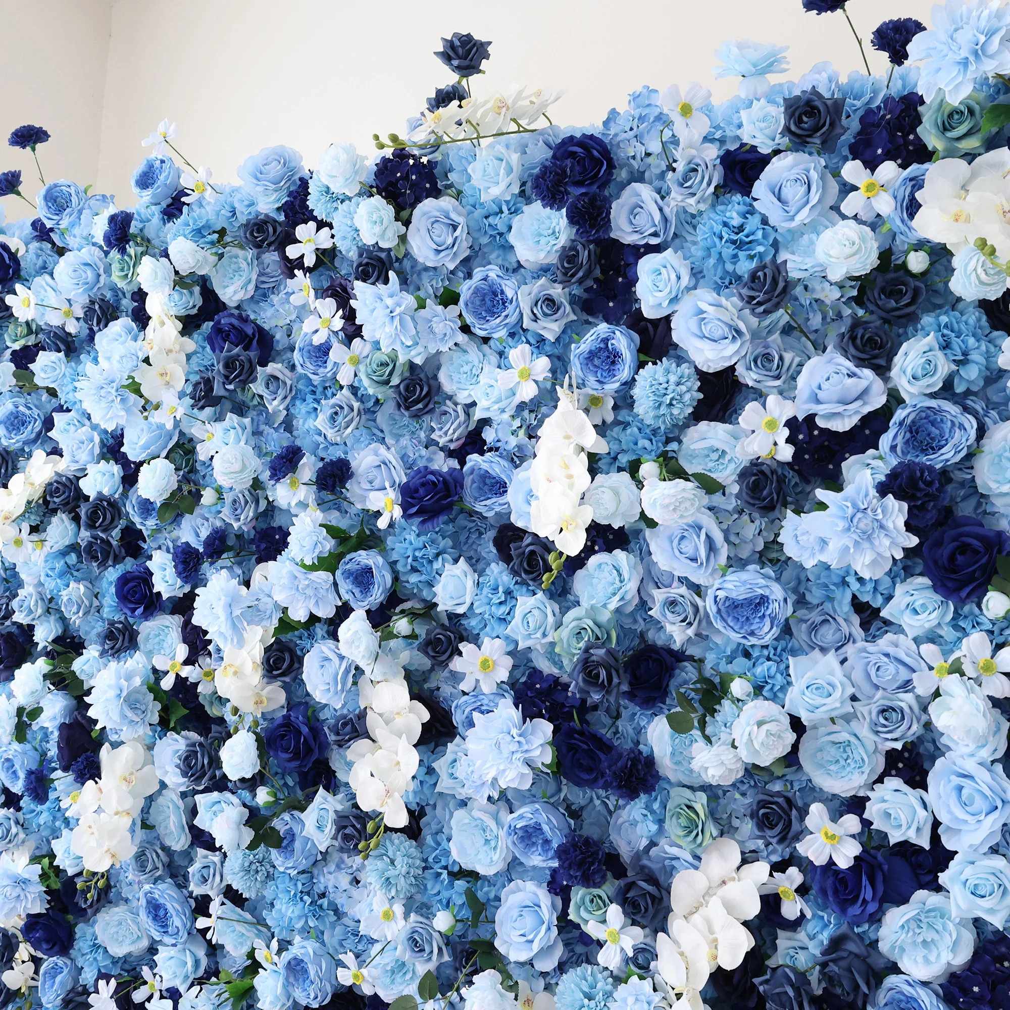 Roseytime 5D Blue Flower Wall Roll Up Fabric Back #RTW364