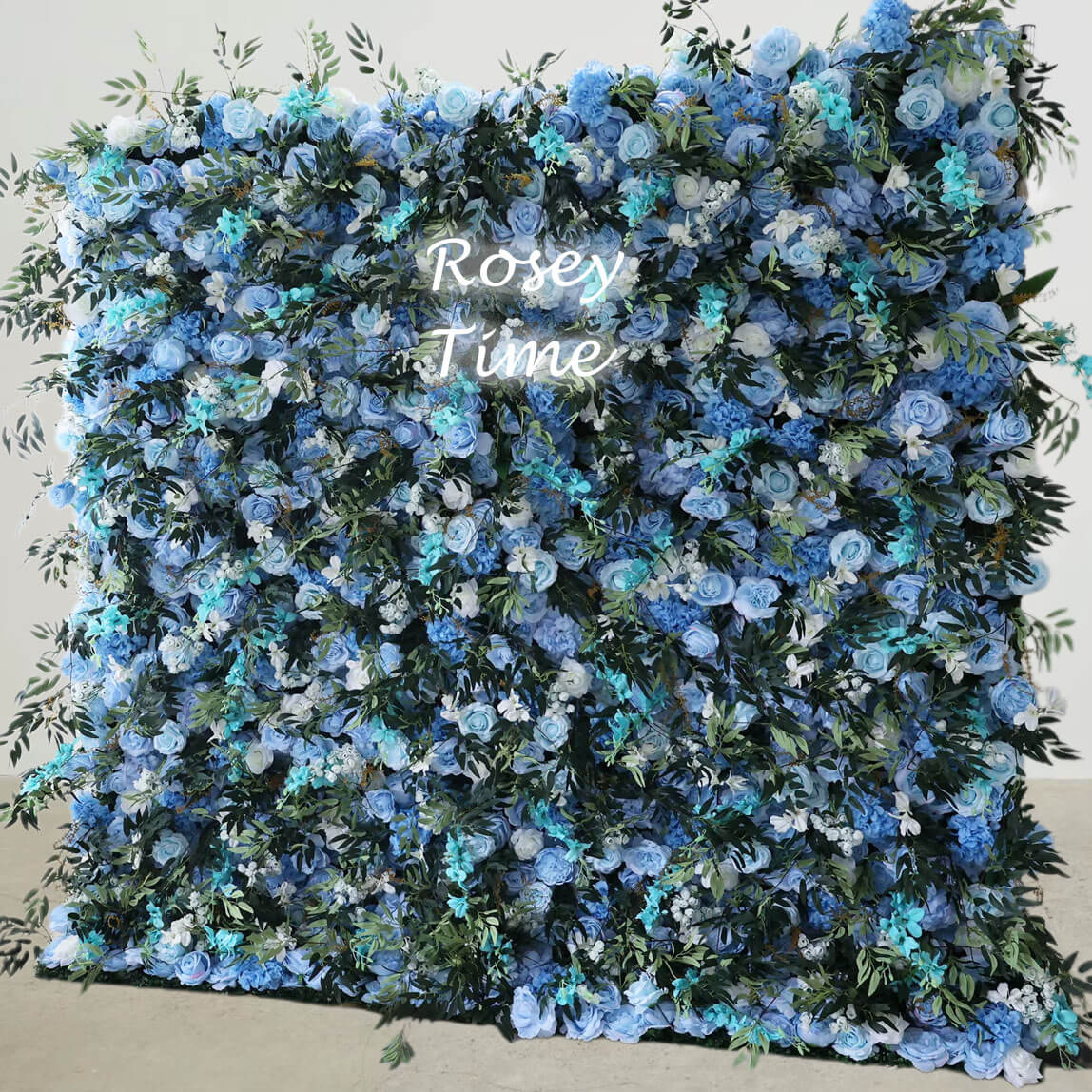 Roseytime 5D Blue Flower Wall Roll Up Fabric Back #RTW173