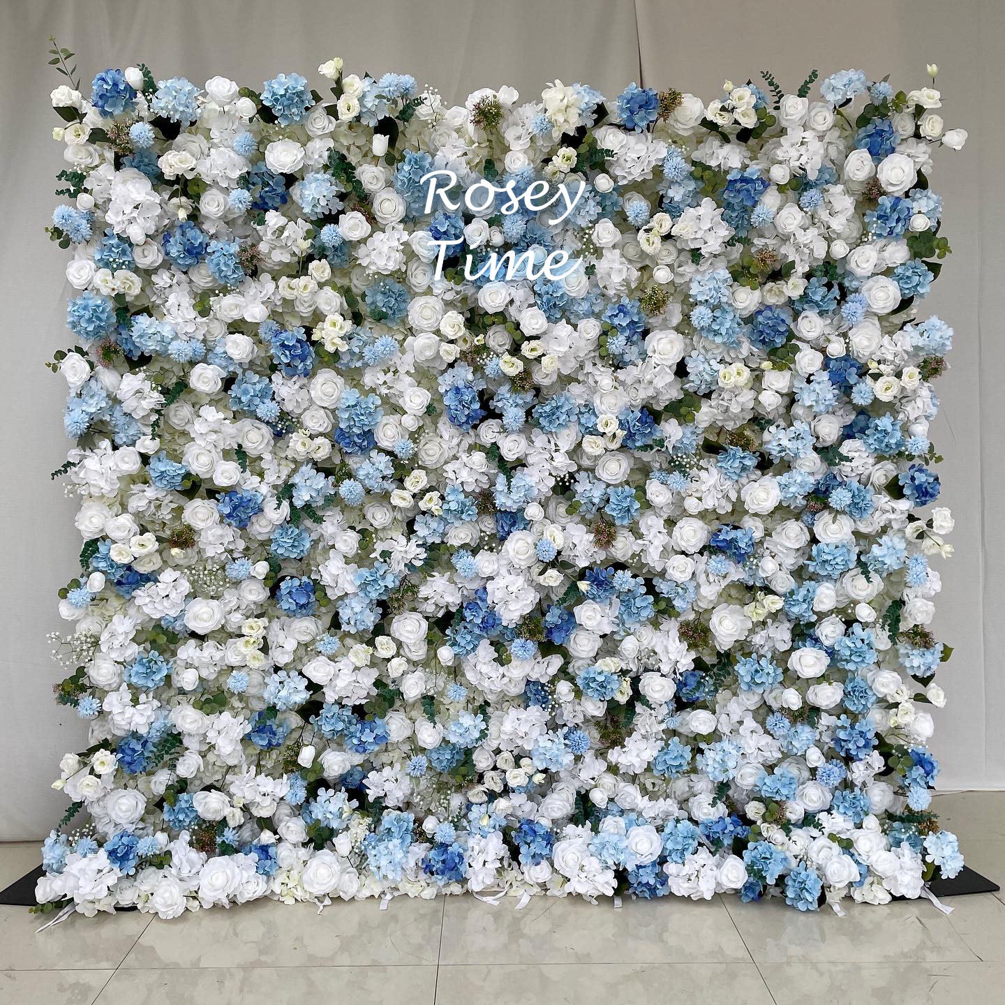 Roseytime 5D Blue Flower Wall Roll Up Fabric Back #RTW232