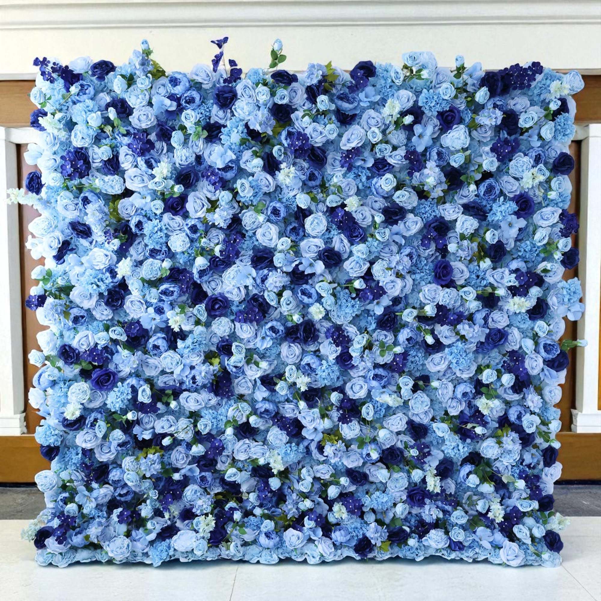 Roseytime 5D Blue Flower Wall Roll Up Fabric Back #RTW364