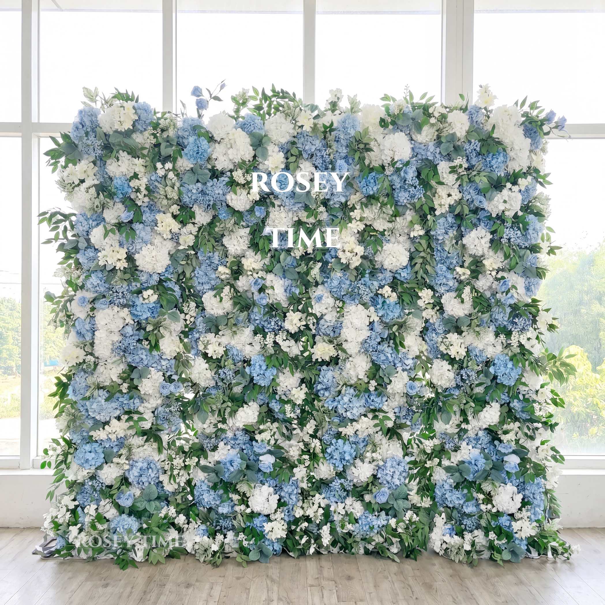 Roseytime 5D Blue Hydrangea Flower Wall Roll Up Fabric Back #RTW006
