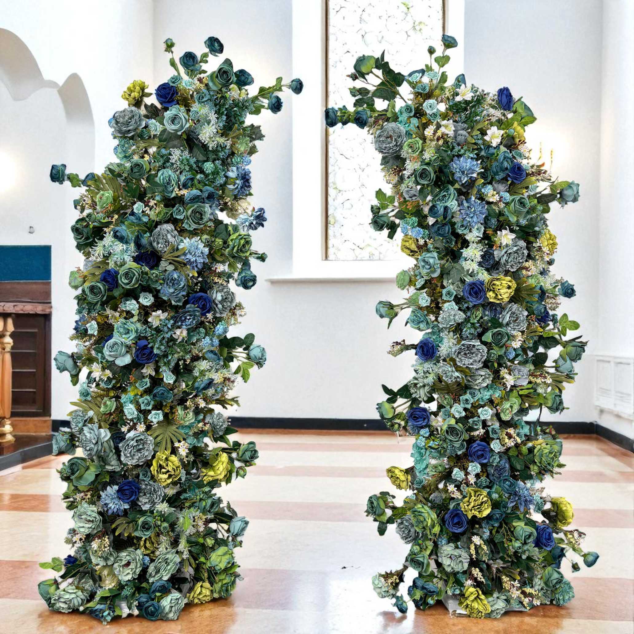 B1G1 sale- 2026 Blue&Green Flower Pillars Arch with Frame #RTP091