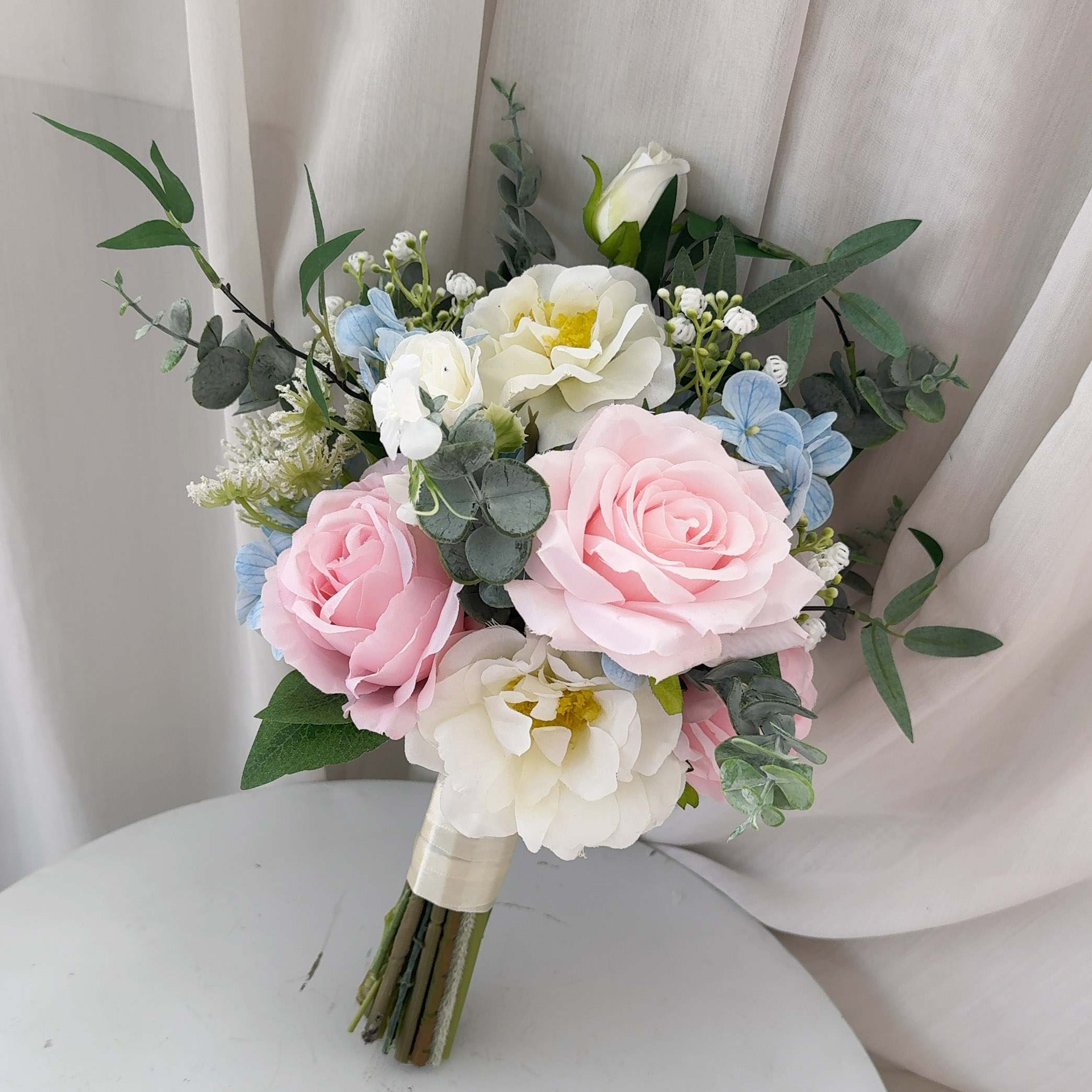 Roseytime Bride/Bridesmaid Bouquet in Pink Blue Flowers #RTBQ047