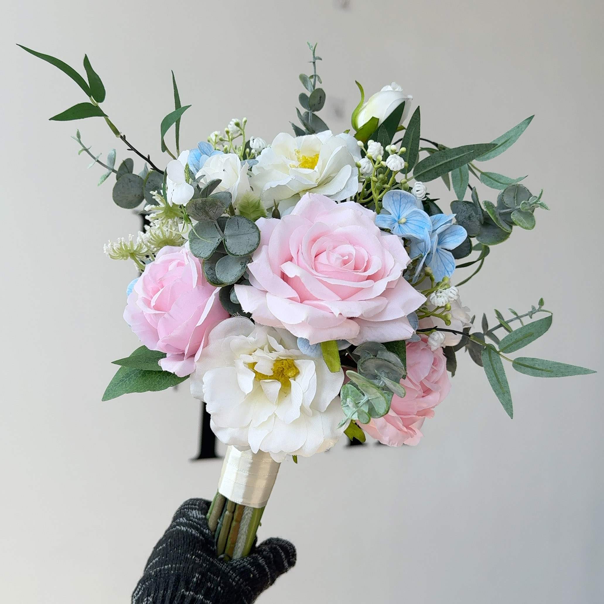 Roseytime Bride/Bridesmaid Bouquet in Pink Blue Flowers #RTBQ047