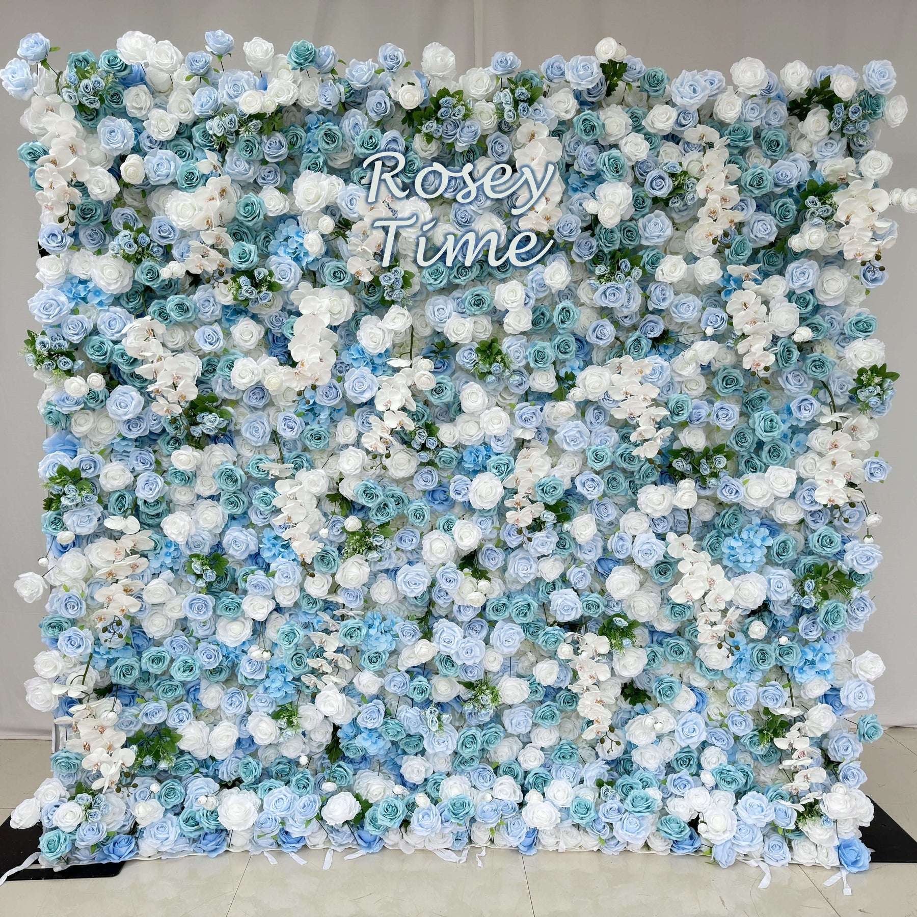 Roseytime 5D Artificial Blue Flower Wall Roll Up Fabric Back #RTW048