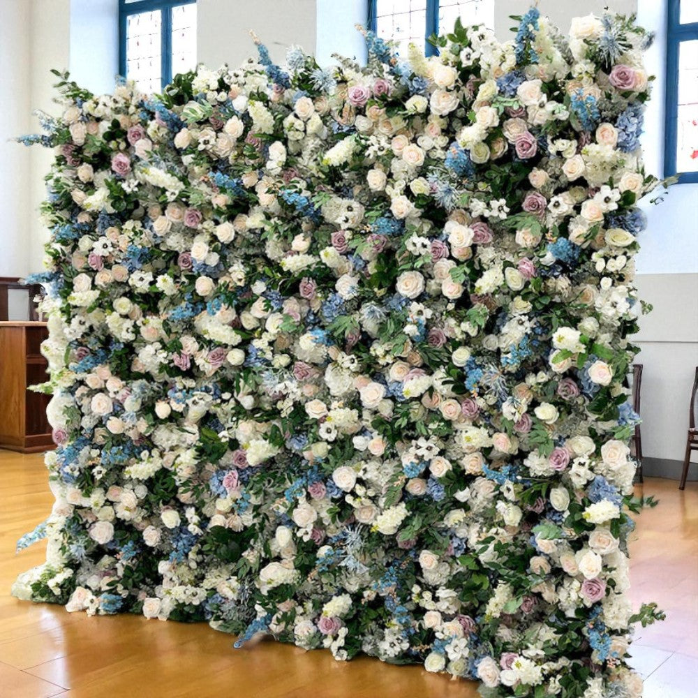 B1G1 sale- 5D Blue&White Flower Wall Roll Up Fabric Back #RTW355