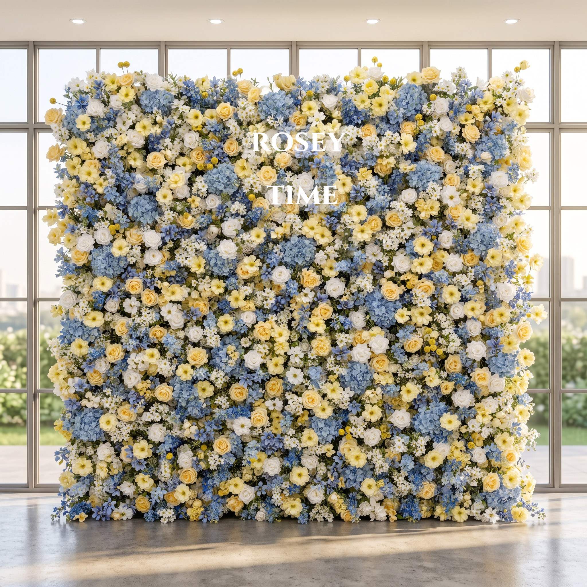 Roseytime 5D Blue&Yellow Flower Wall Roll Up Fabric Back #RTW459