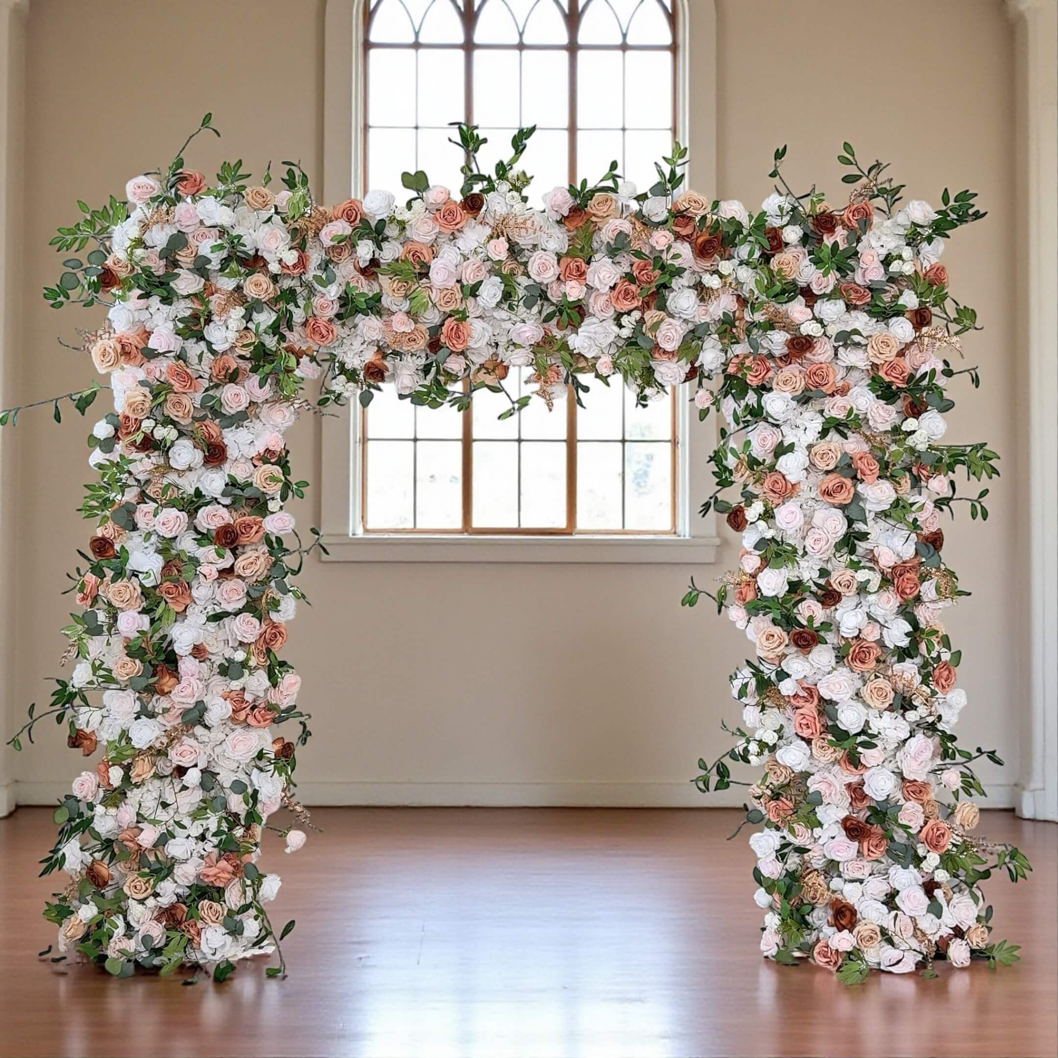 Roseytime Brown Square Flower Arch Fabric Back#RTA136