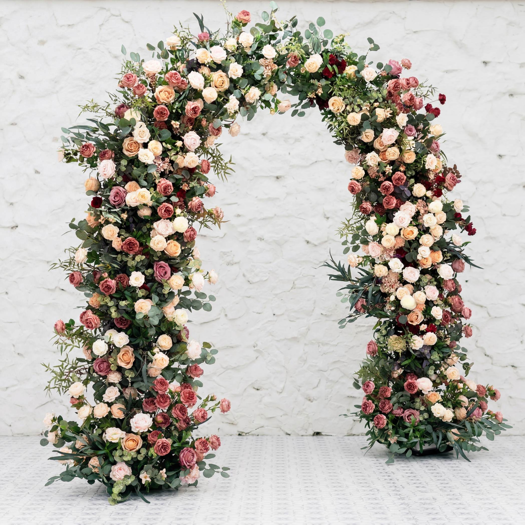 RoseyTime Wedding Burgundy&Brown Flower Round Arch With Frame  #RTA062