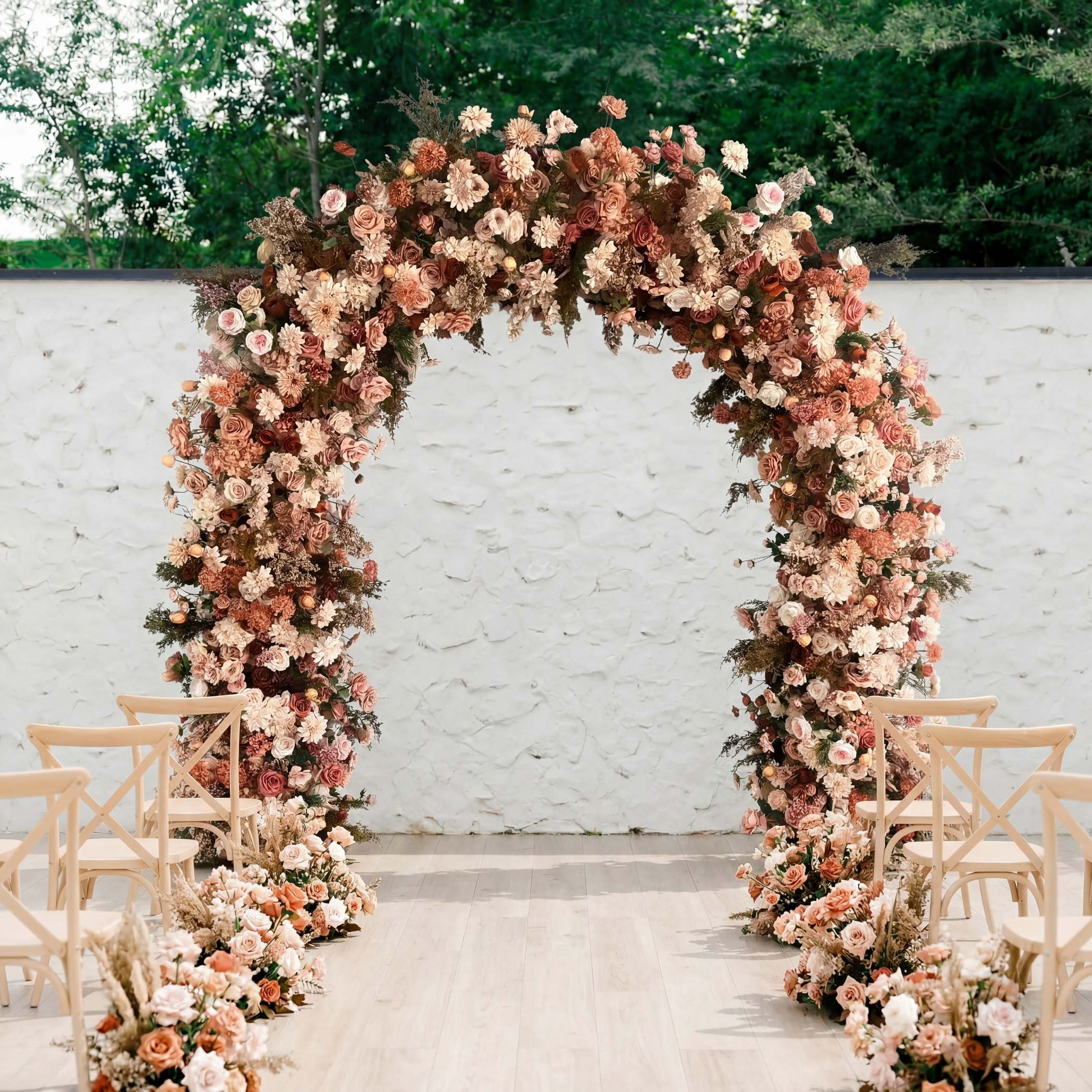 RoseyTime Brown Flower Arch n-shape Round Arch #RTA141