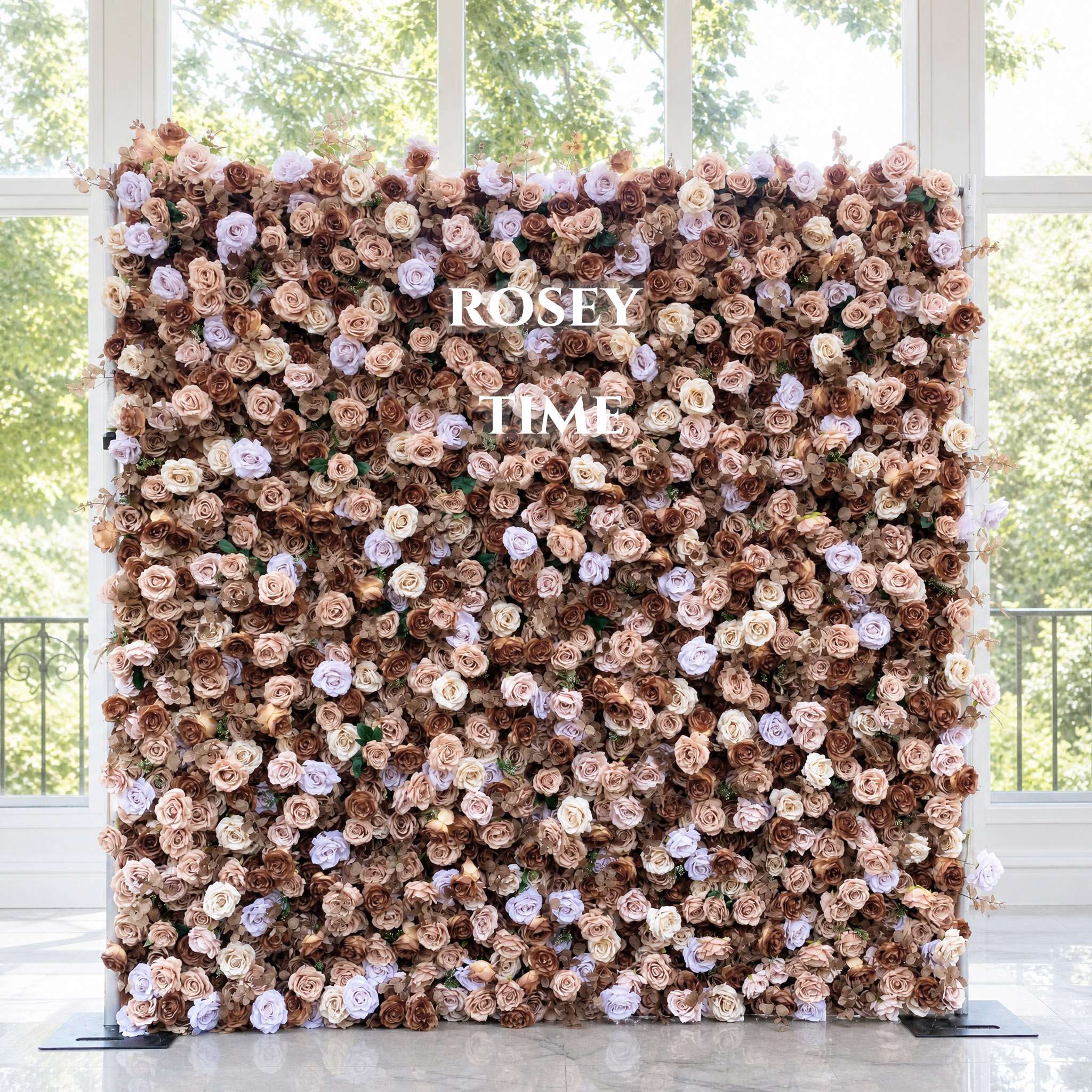 Roseytime 5D Brown Flower Wall Roll Up Fabric Back #RTW062
