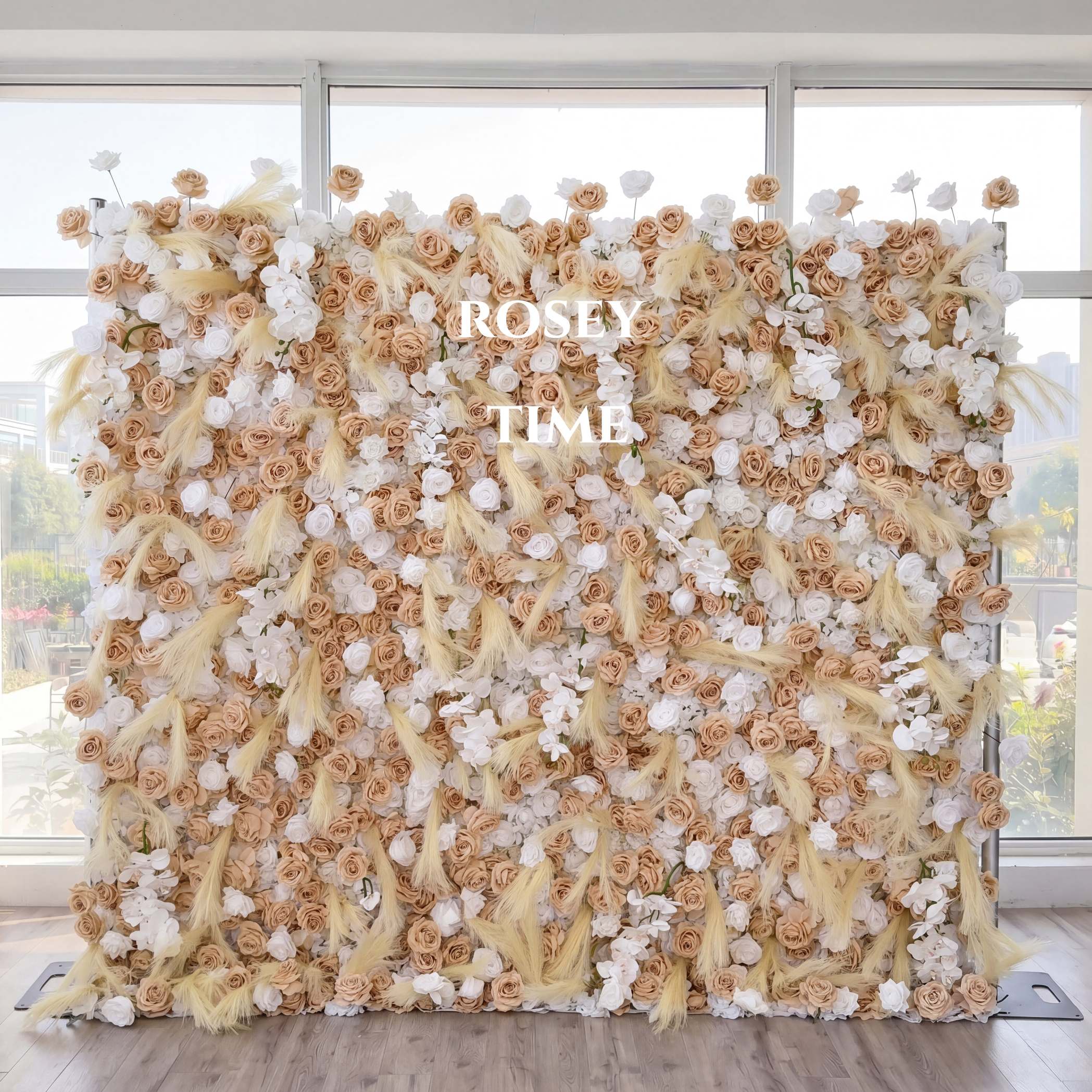 Roseytime 5D Tan Flower Wall Roll Up Fabric Back #RTW161