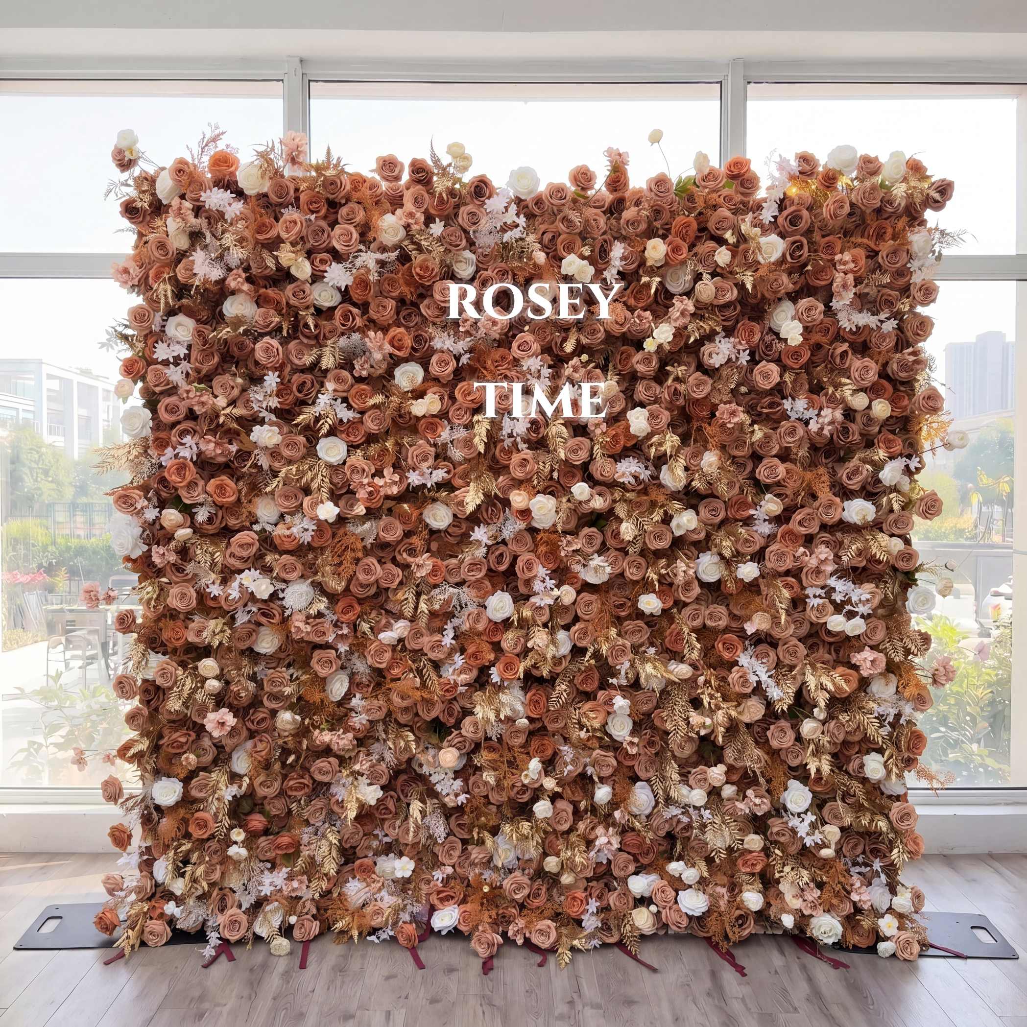 Roseytime 5D Brown Flower Wall Roll Up Fabric Back #RTW365