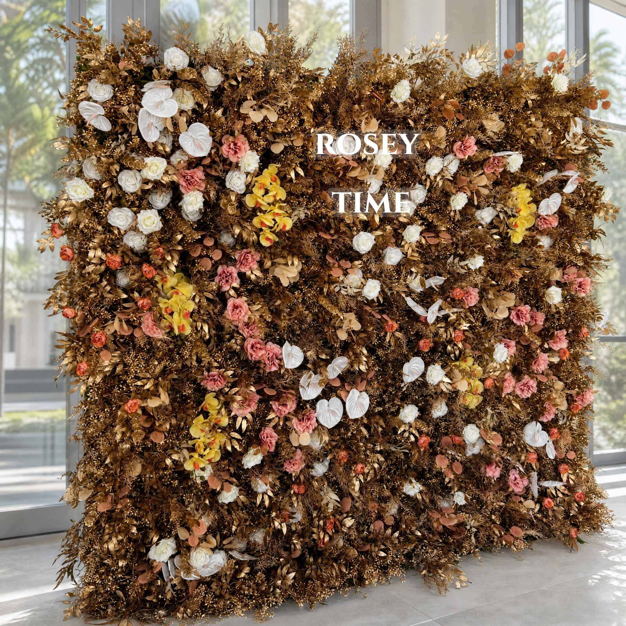 Roseytime 5D Brown Pampas Flower Wall Roll Up Fabric Back #RTW205